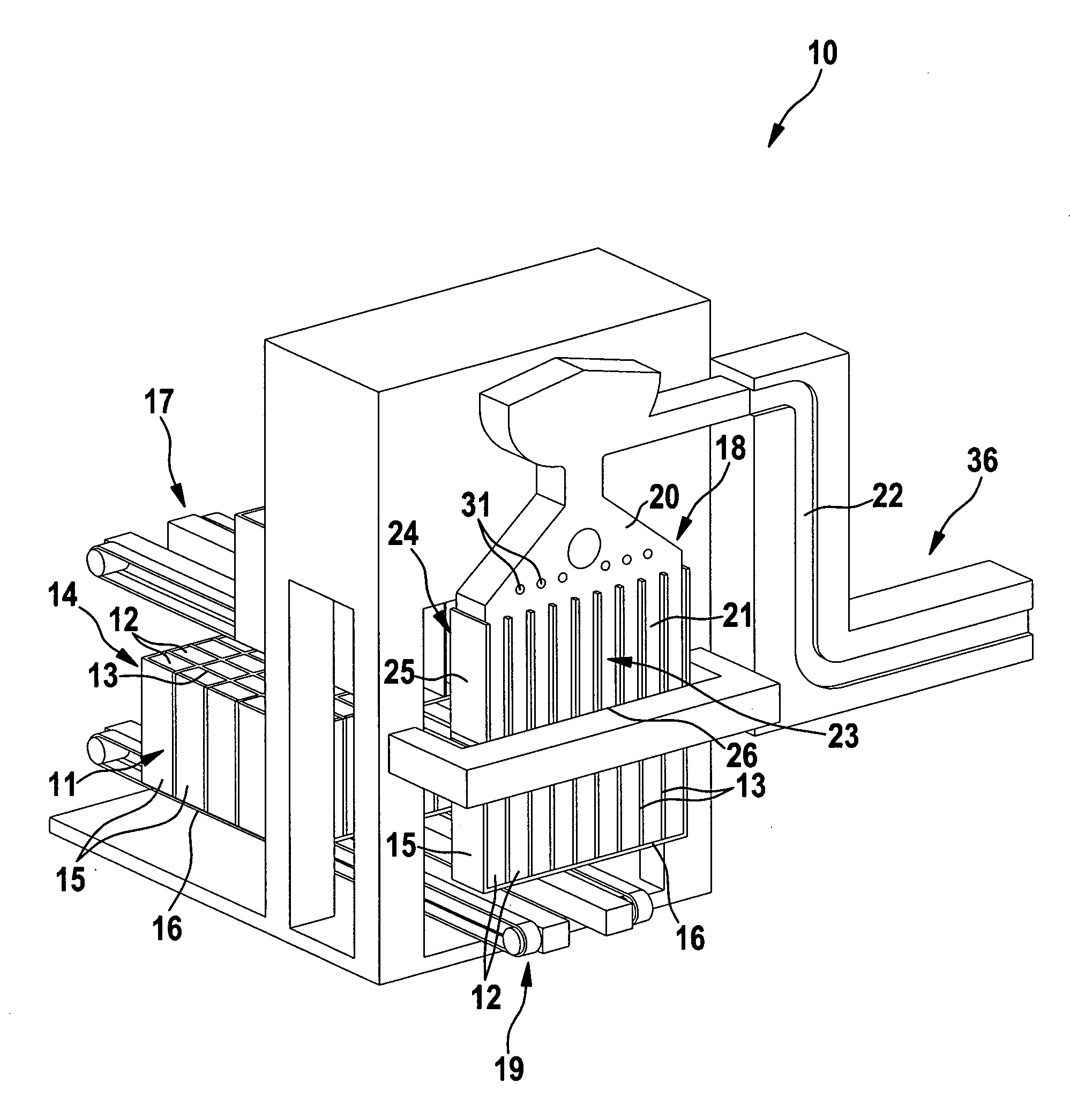 Apparatus and method for filling containers with rod-shaped products