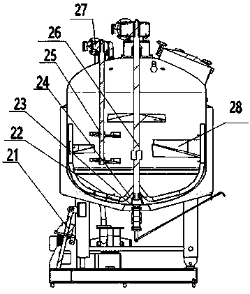 Mixing, stirring and oil discharging equipment and oil discharging process method of ground sesame oil
