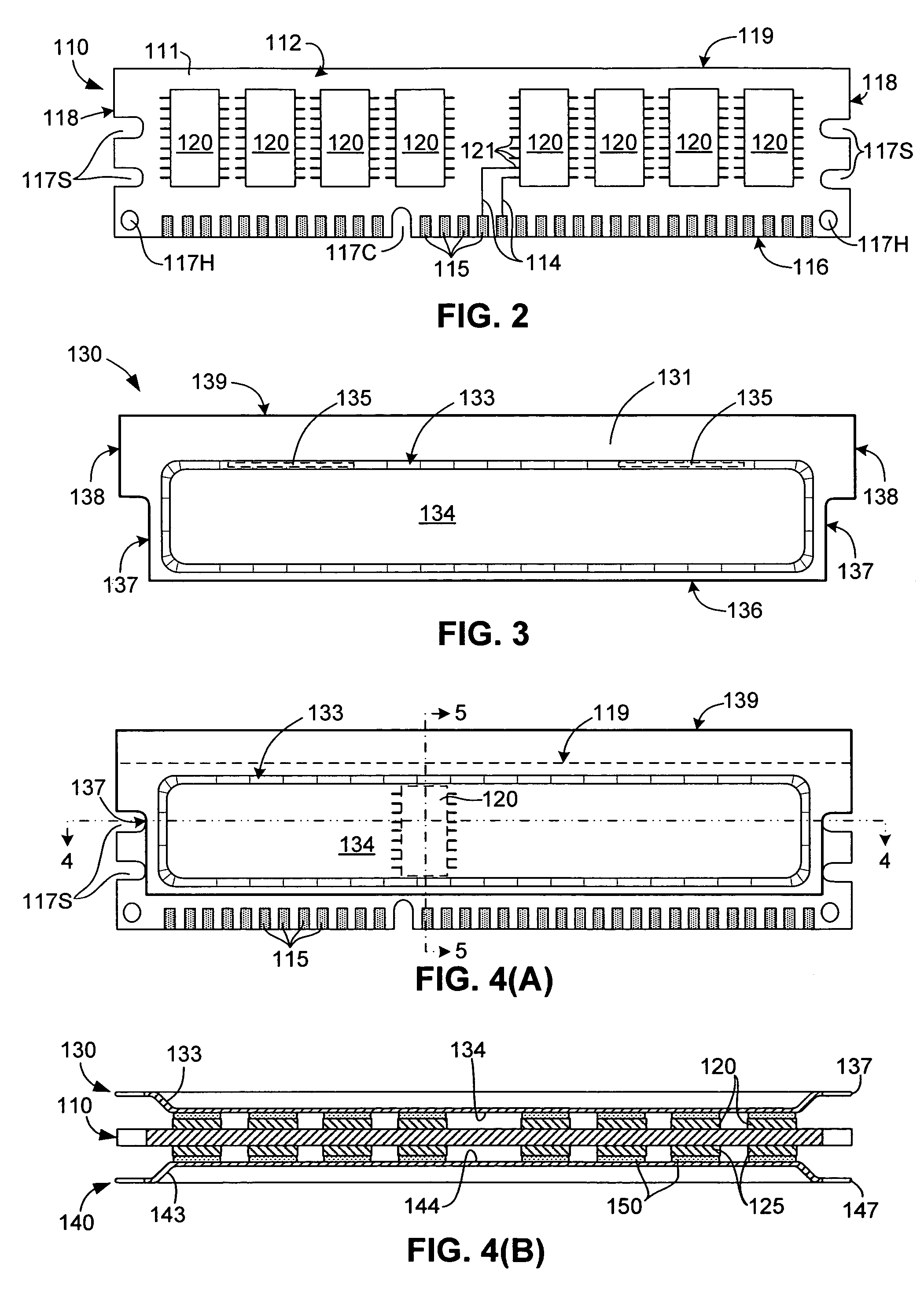 Memory module assembly including heat sink attached to integrated circuits by adhesive