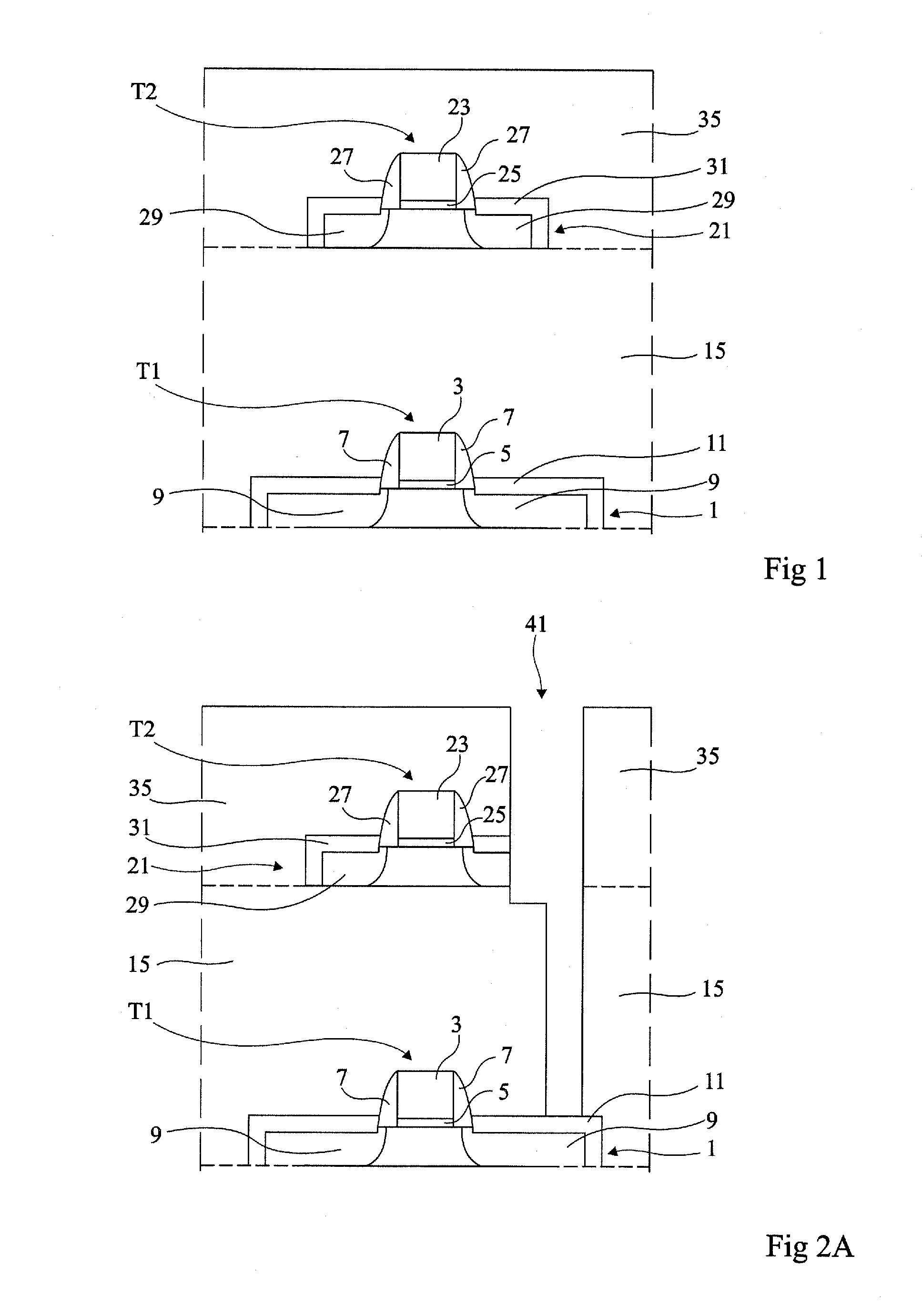 Method for forming a via contacting several levels of semiconductor layers