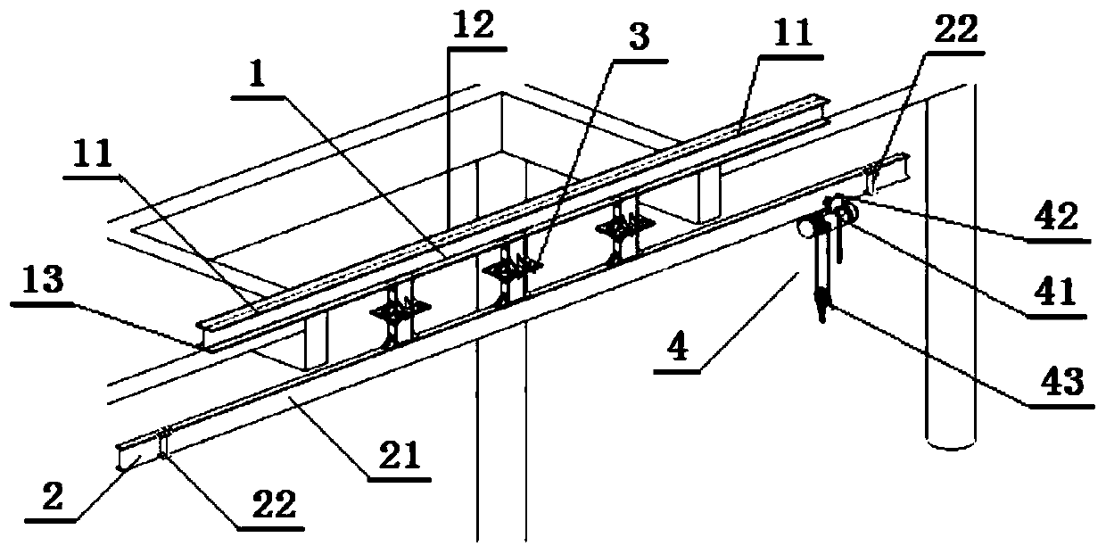 Suspension type electric hoist applicable for material transfer through soil removal port in top-down method