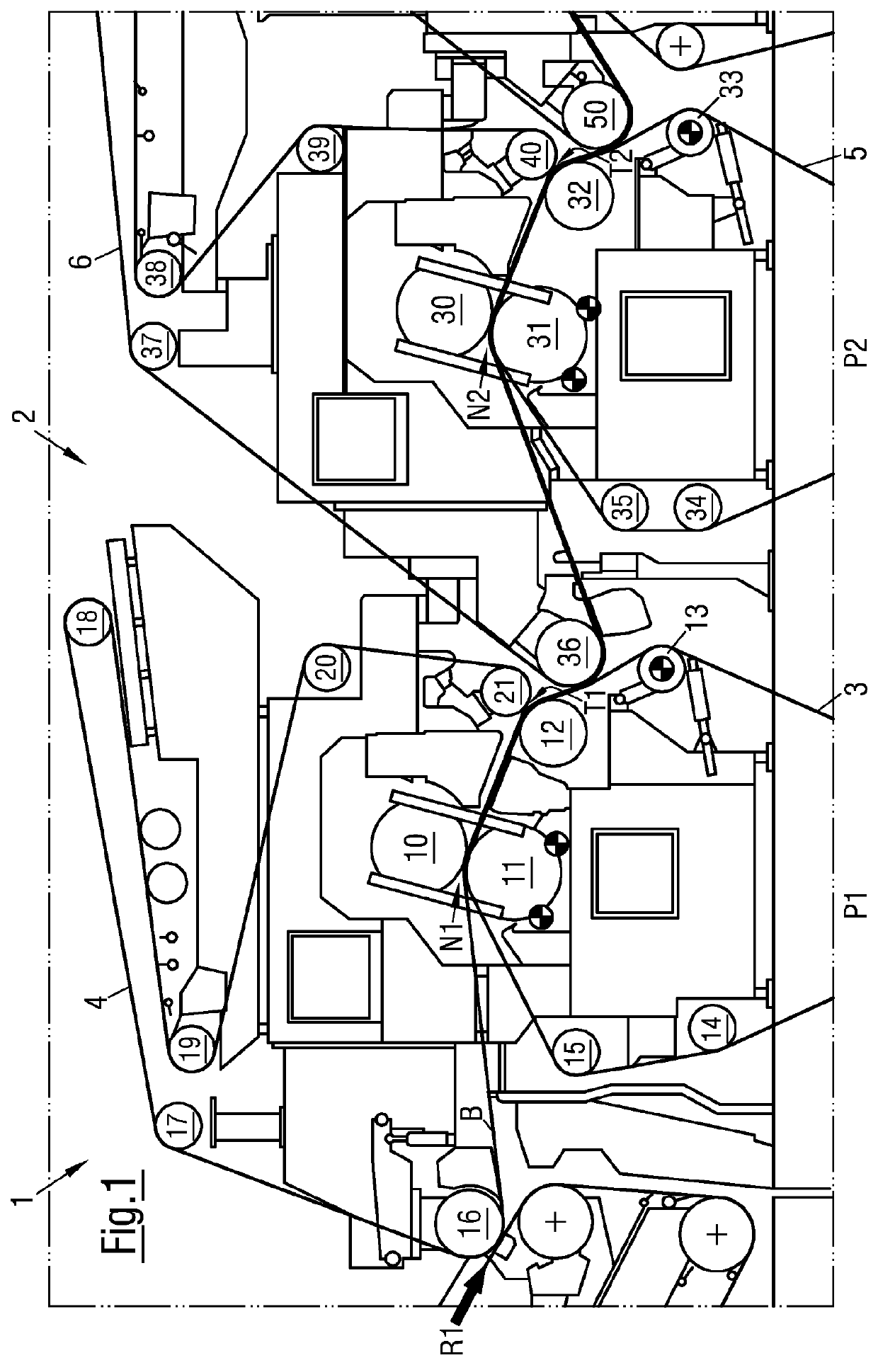 Press for a machine for producing a fibrous material web