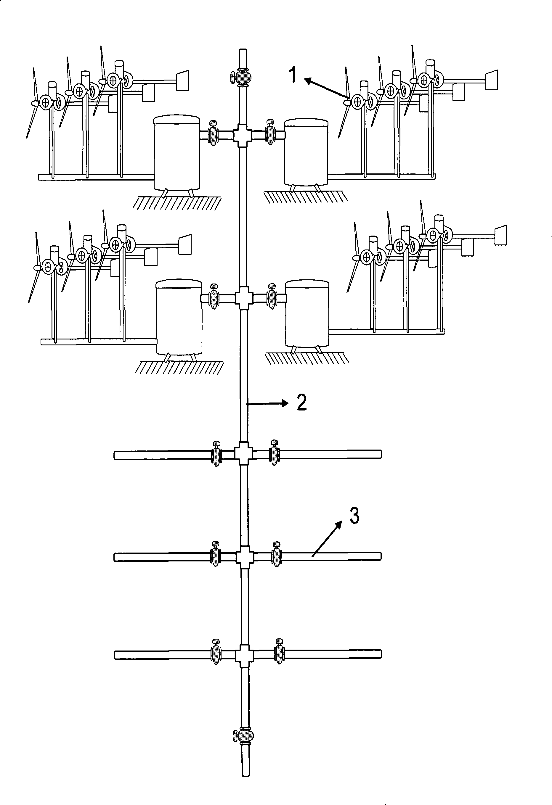 Wind power compressed air energy sources application net system method