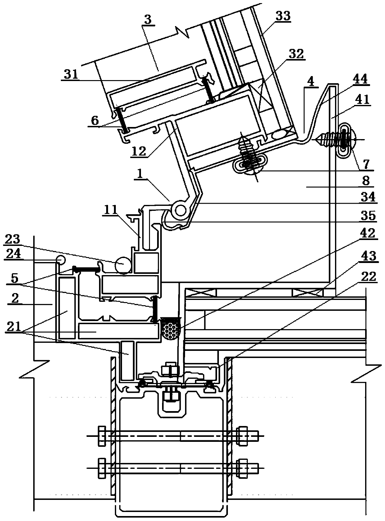 Opening fan antifreeze node suitable for smoke-exhausting skylight