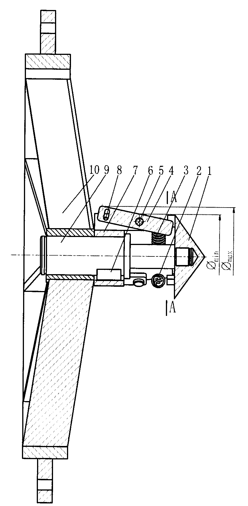 Baboon drum-centering mechanism for bamboo breaking machine