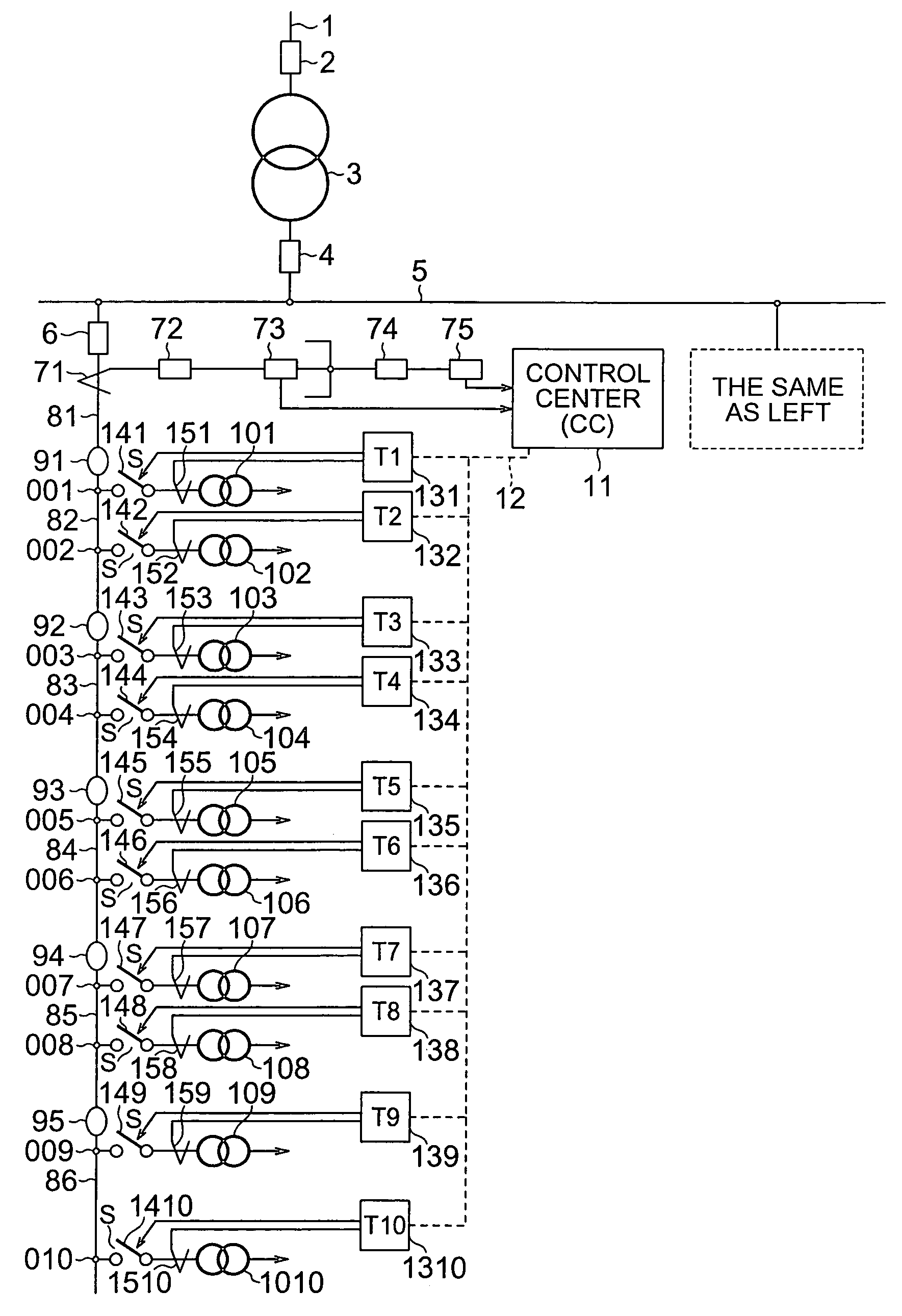 Control system for canceling load unbalance of three-phase circuit