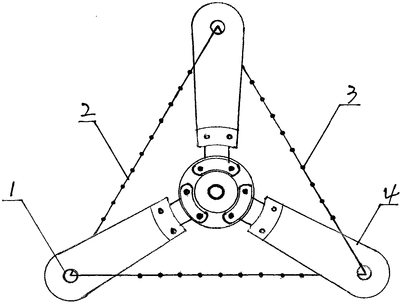 Triangle rope ceiling fan clothes drying device