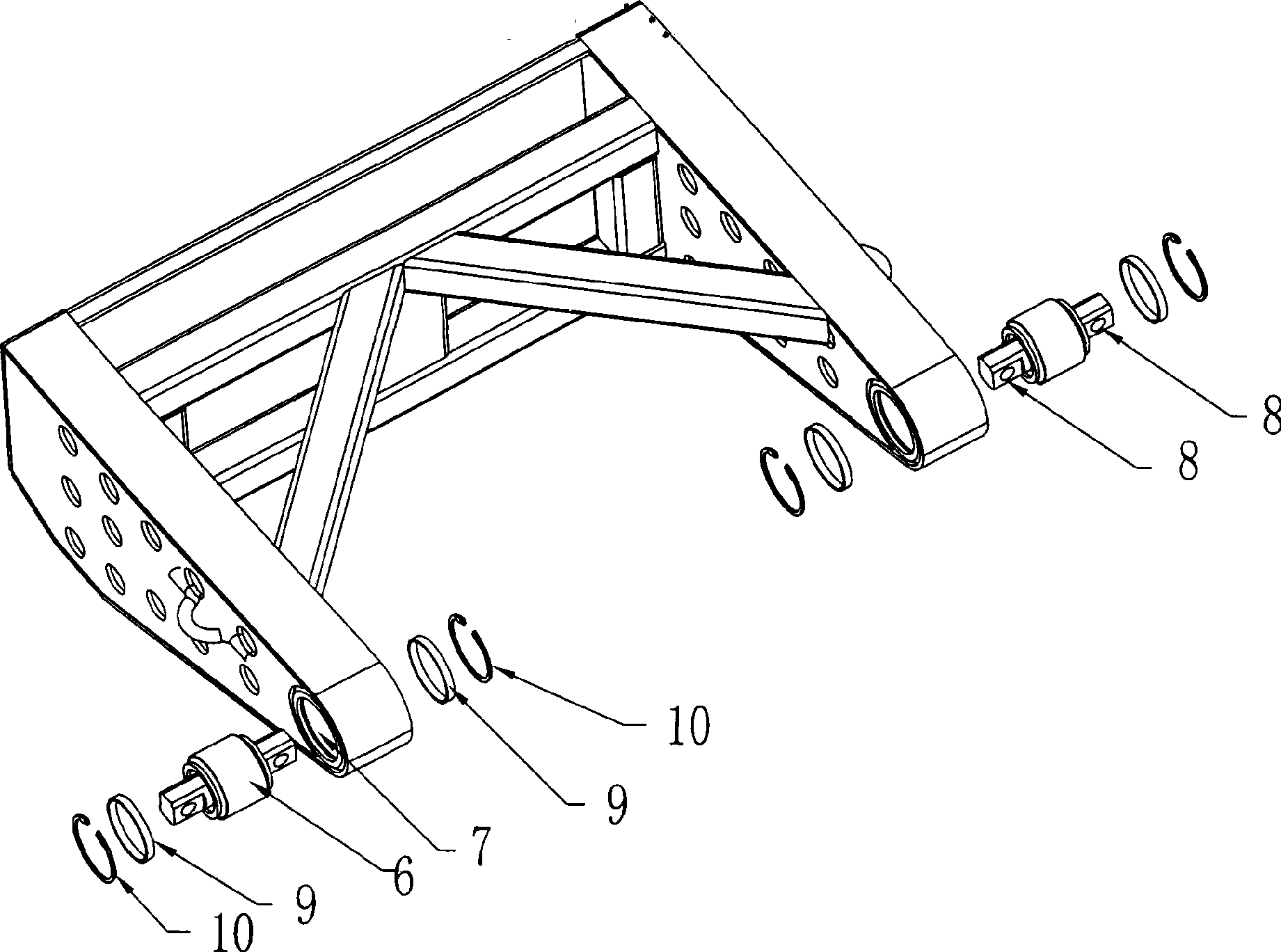 Splitting type truss structure of large-sized hinged joint passenger car