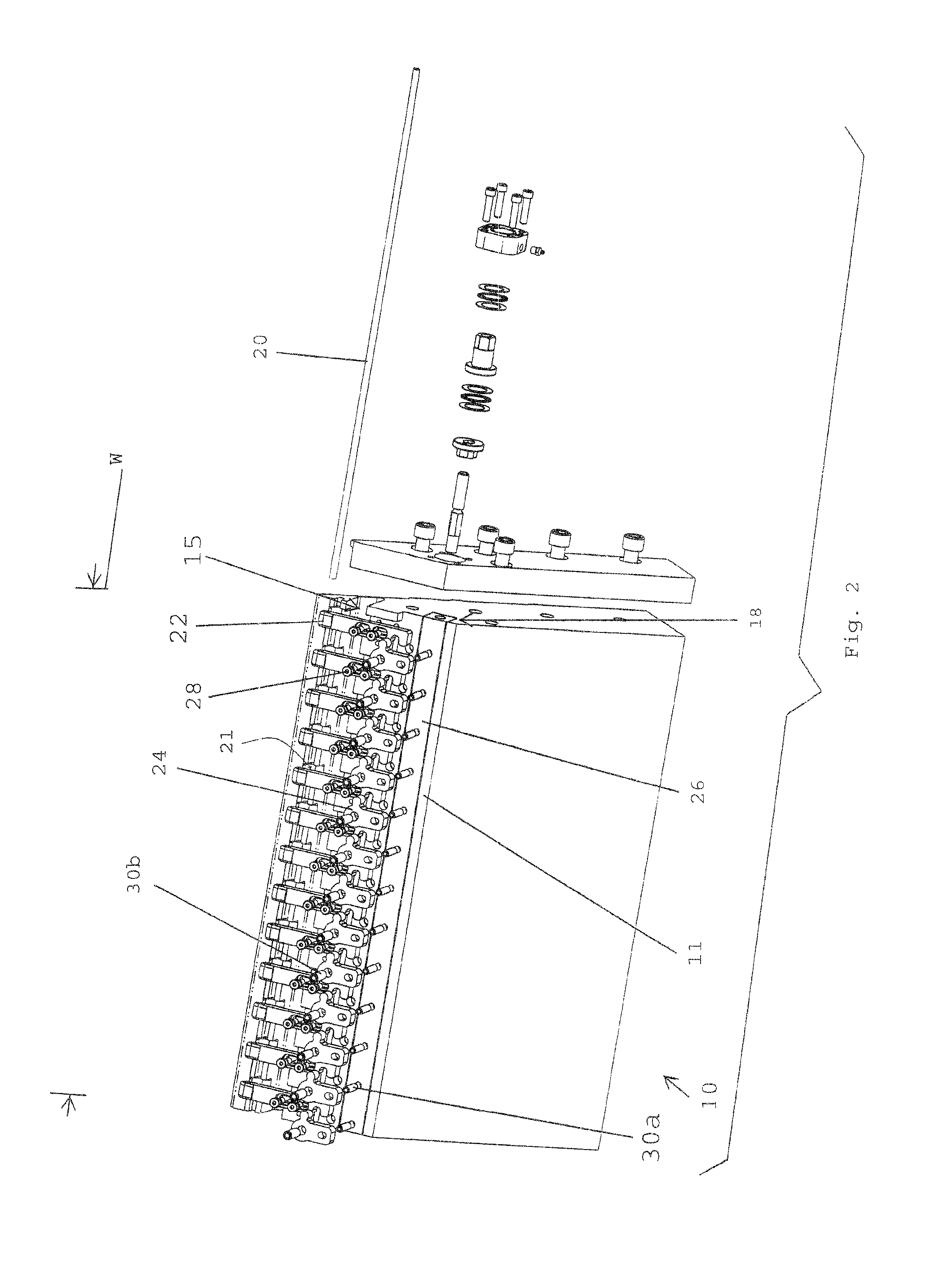 Die having linear bearing array