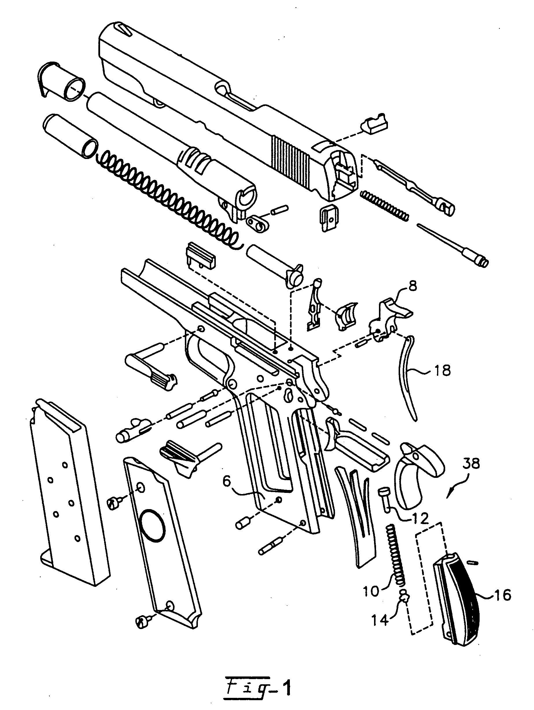 Model 1911 type firearm safety lock