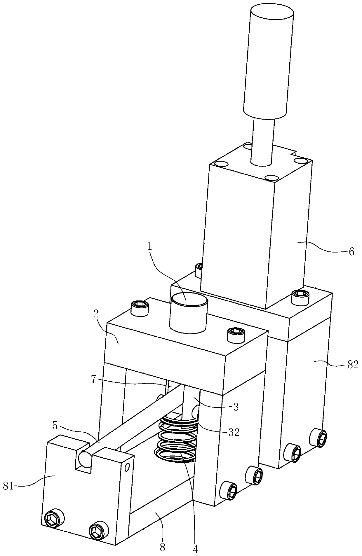 Automatic pull-out device for inner plastic part of cosmetics packaging material bottle lid