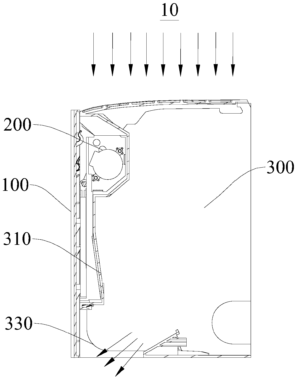 Lifting type air outlet adjusting device and air conditioner