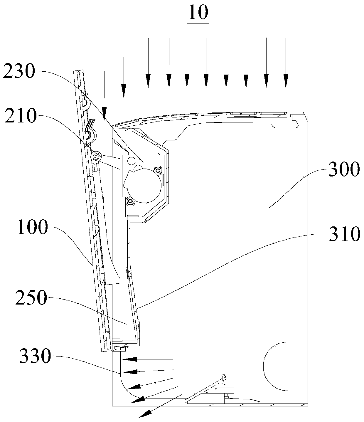 Lifting type air outlet adjusting device and air conditioner