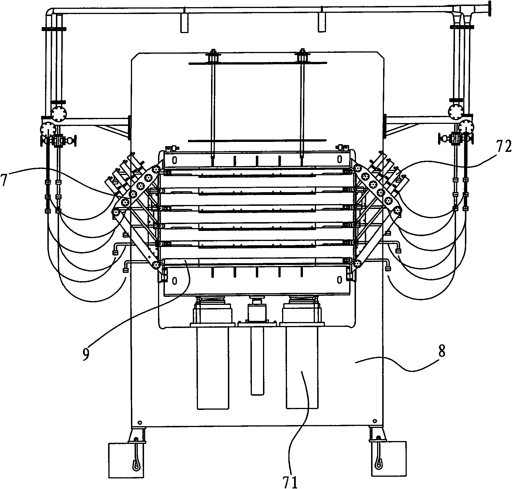 Hot-pressing system for manufacturing board by utilizing crop straws