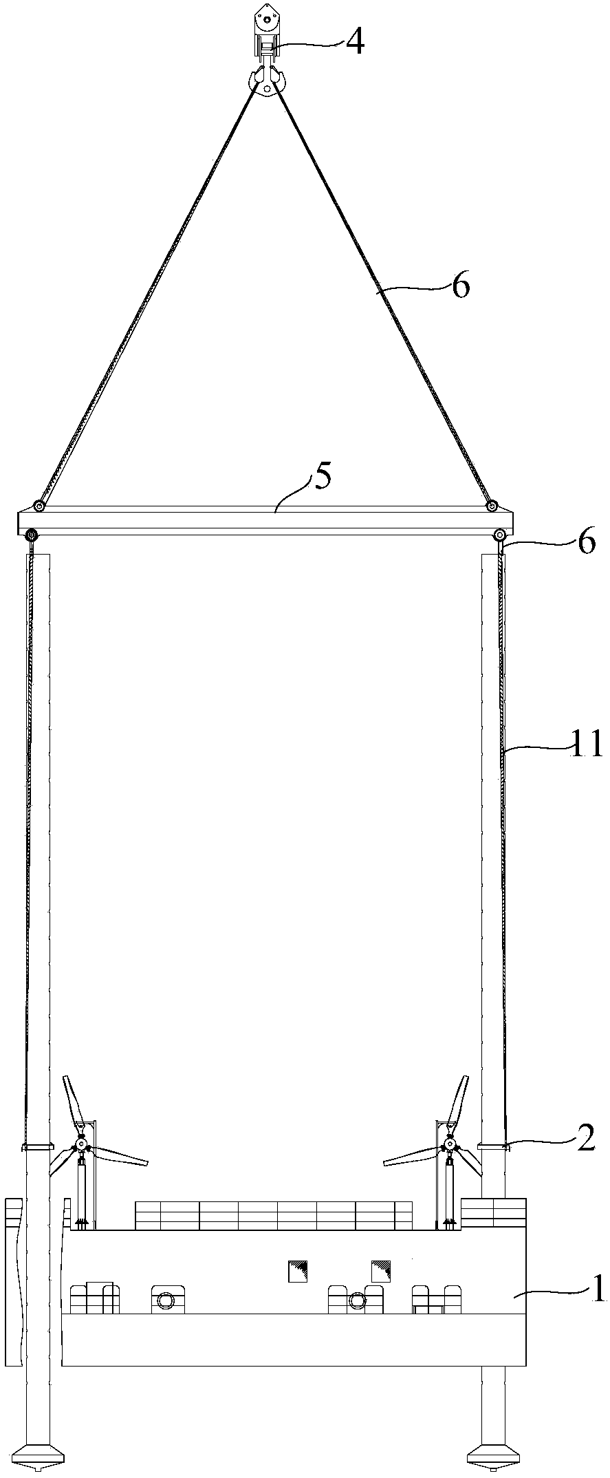 Self-rising-type ocean engineering equipment launching method and system