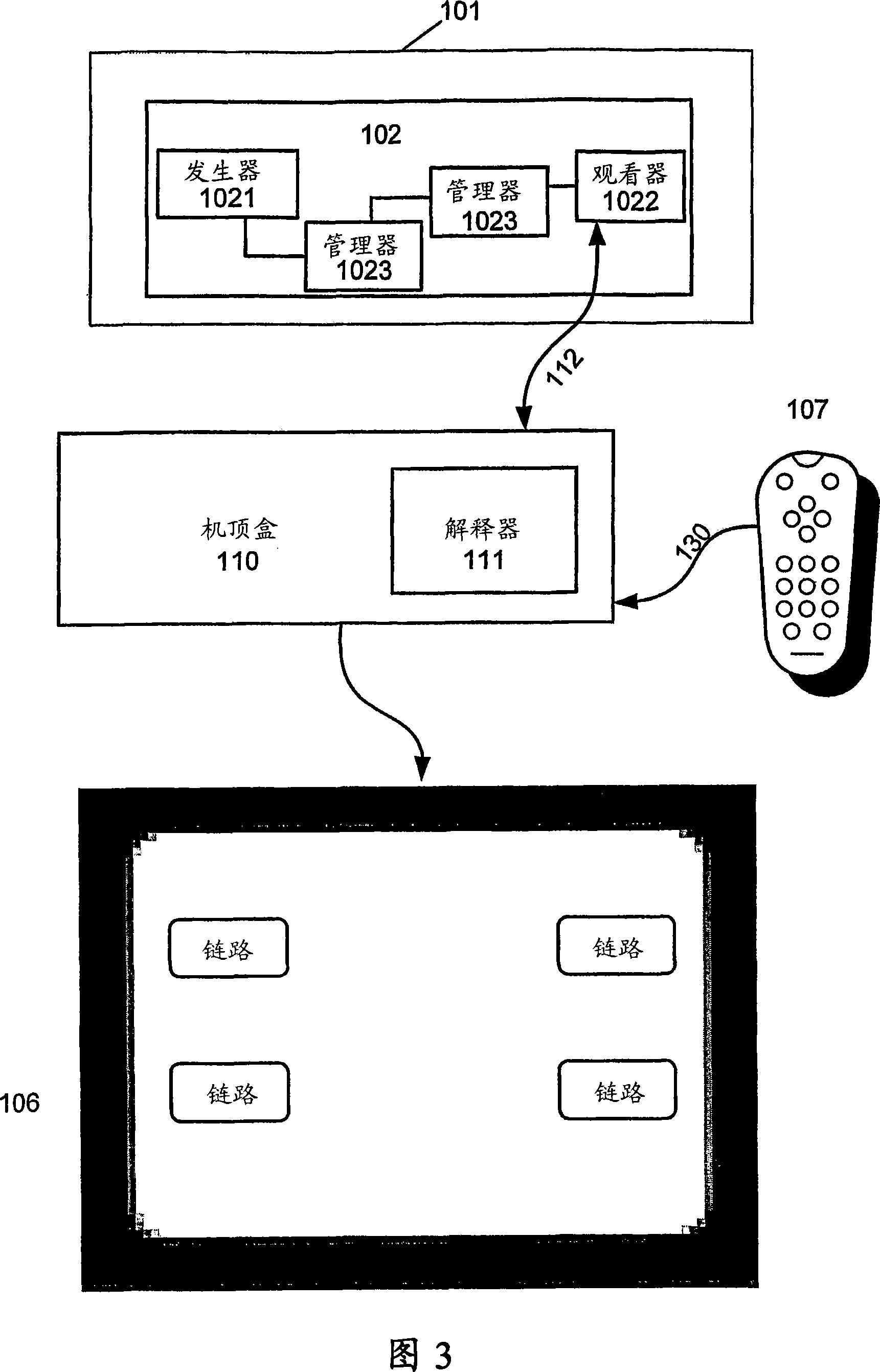 Television signal transmission of interlinked data and navigation information for use by a chaser program