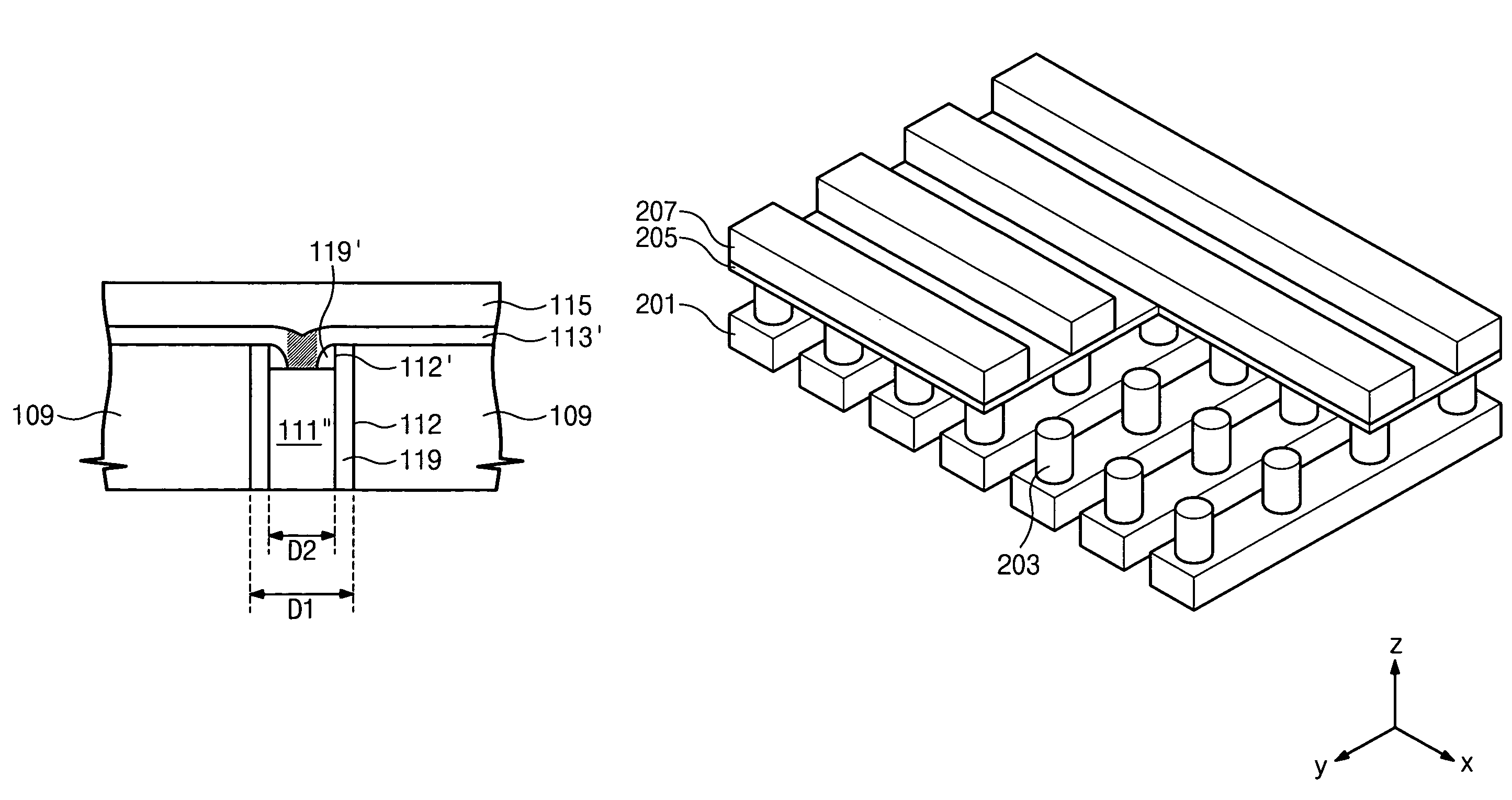 Resistive memory cells and devices having asymmetrical contacts