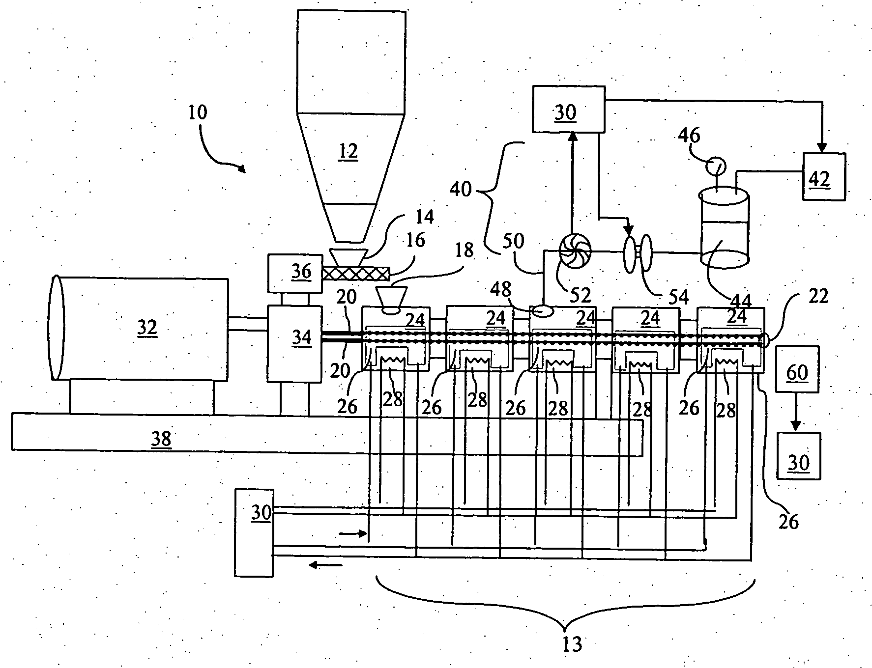 Apparatus for manufacturing thermosetting powder coating compositions with dynamic control including low pressure injection system
