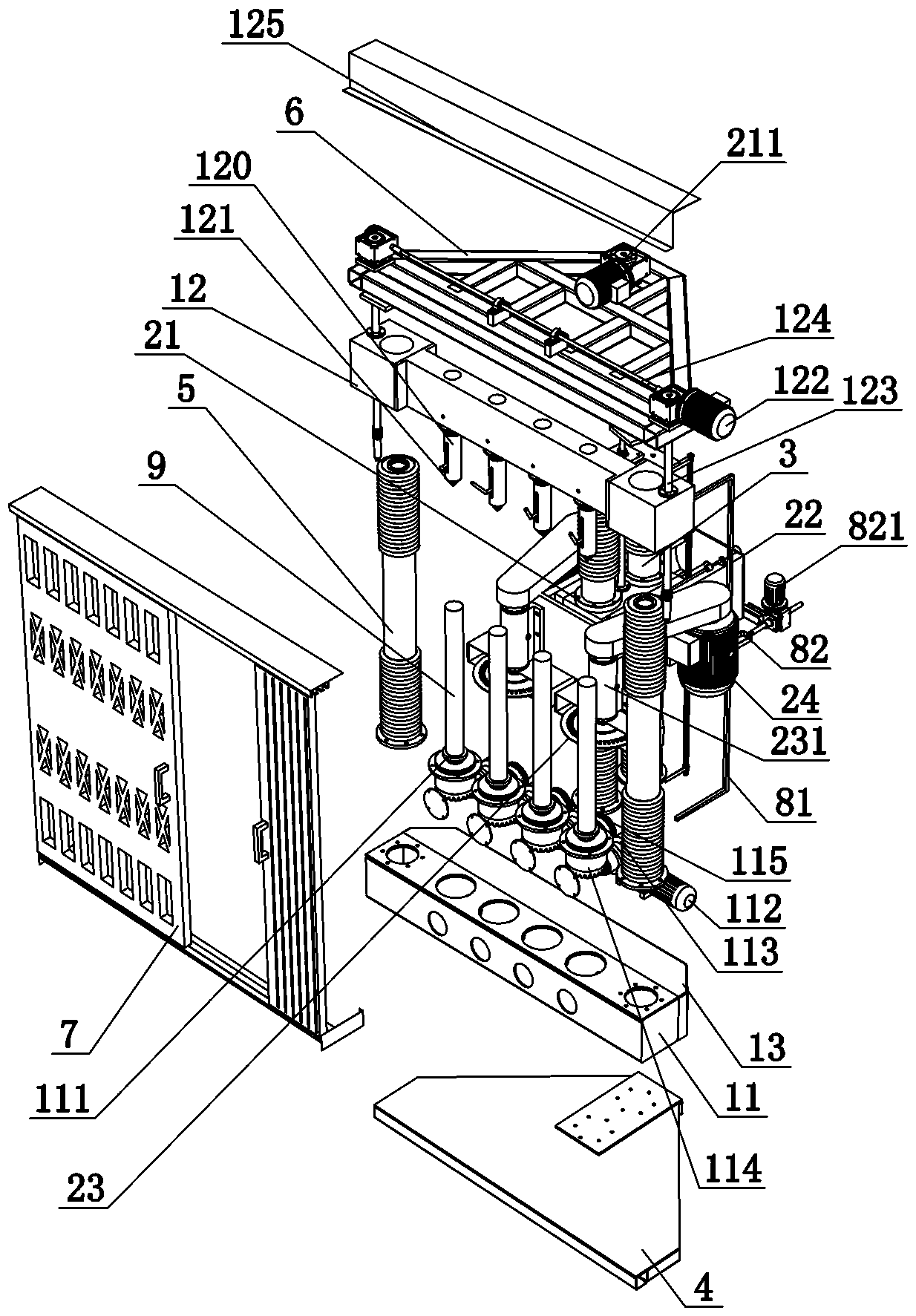 A multi-head vertical stone processing equipment