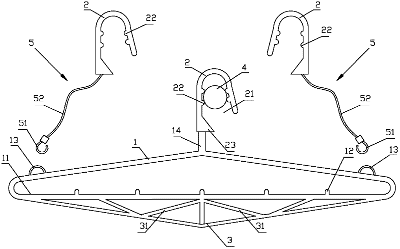 Improved structure of lengthened clothes hanger capable of being hung stably