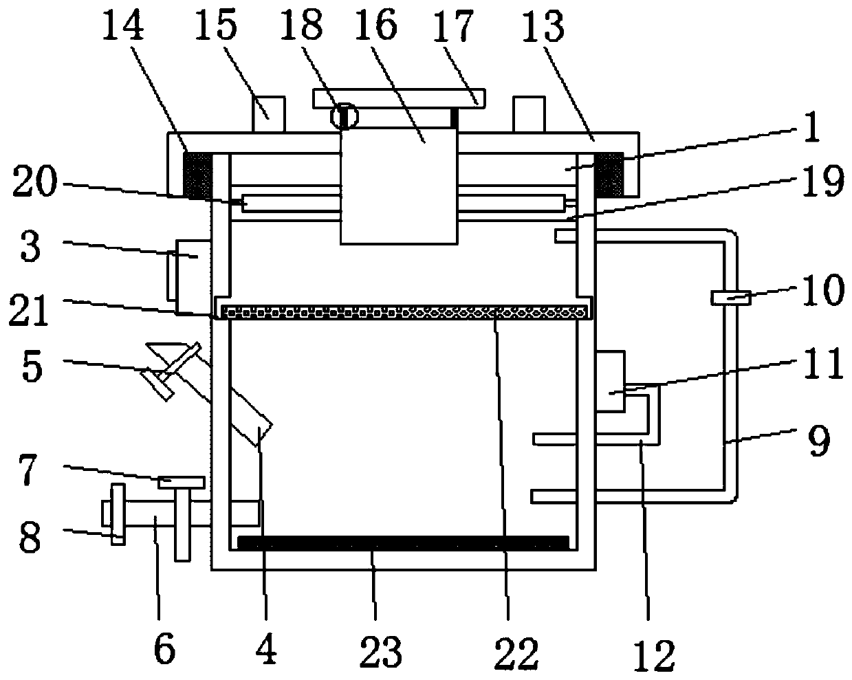 A treatment device for sewage odor