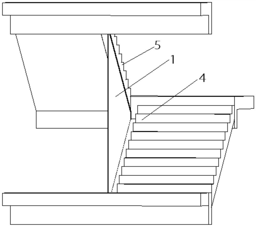 A water stop device and construction method for stairwell