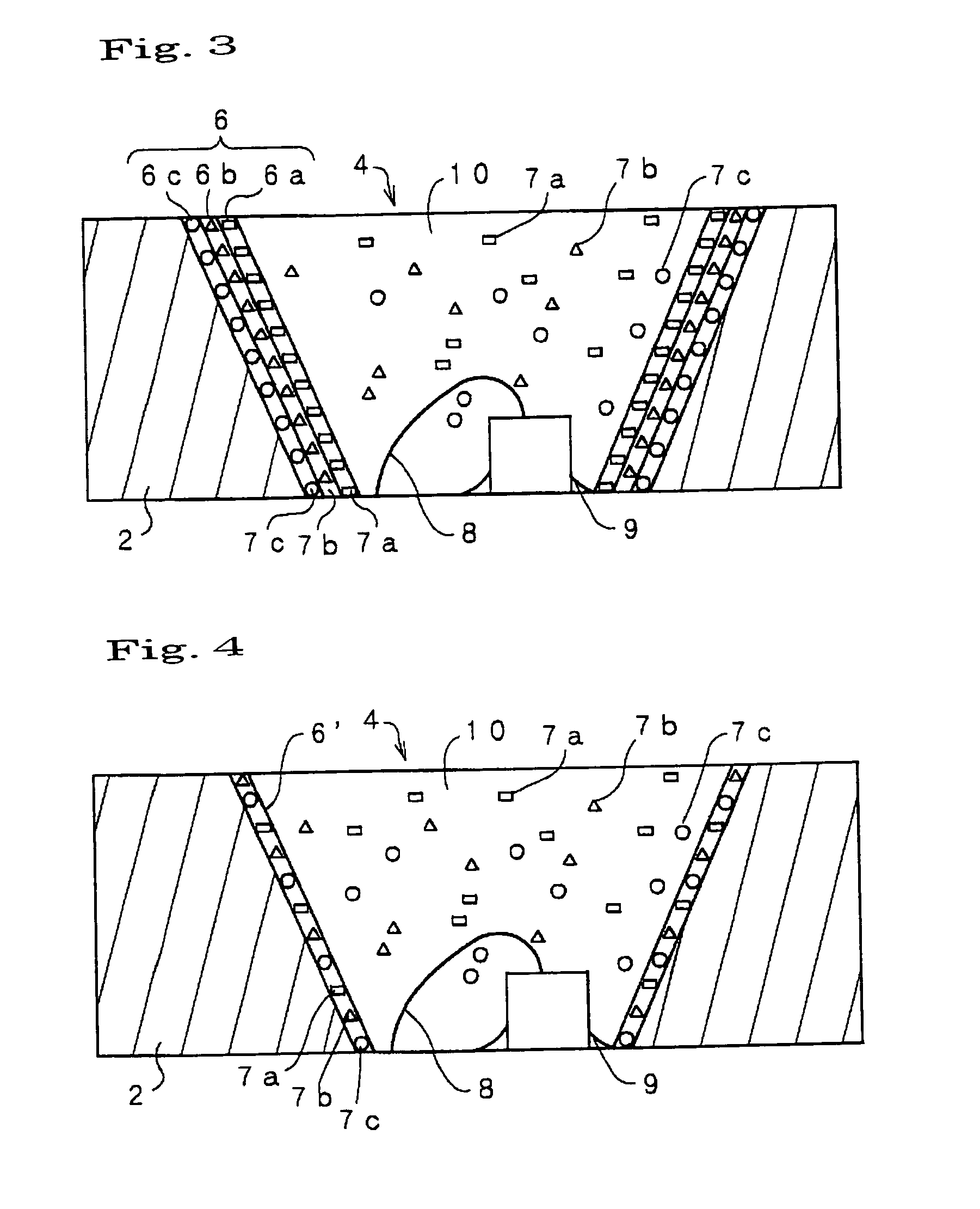 LED device including phosphor layers on the reflecting surface