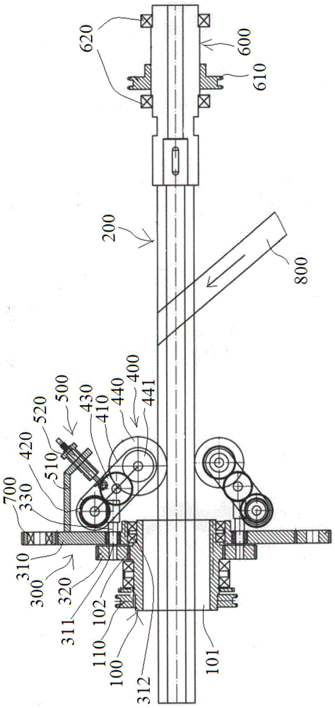 A continuous winding stacked paper square tube forming device
