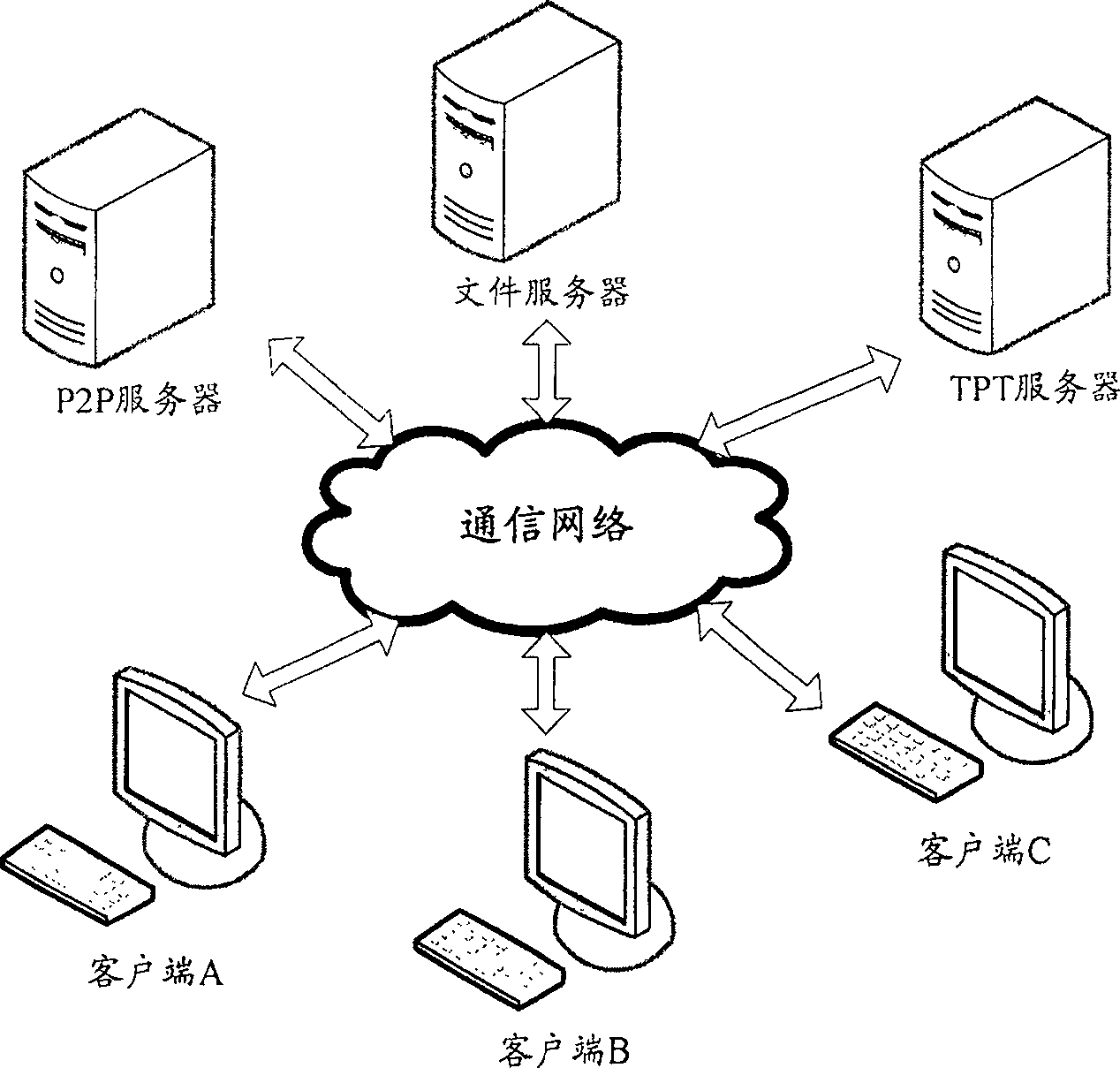 Network communication system and method realizing file downloading
