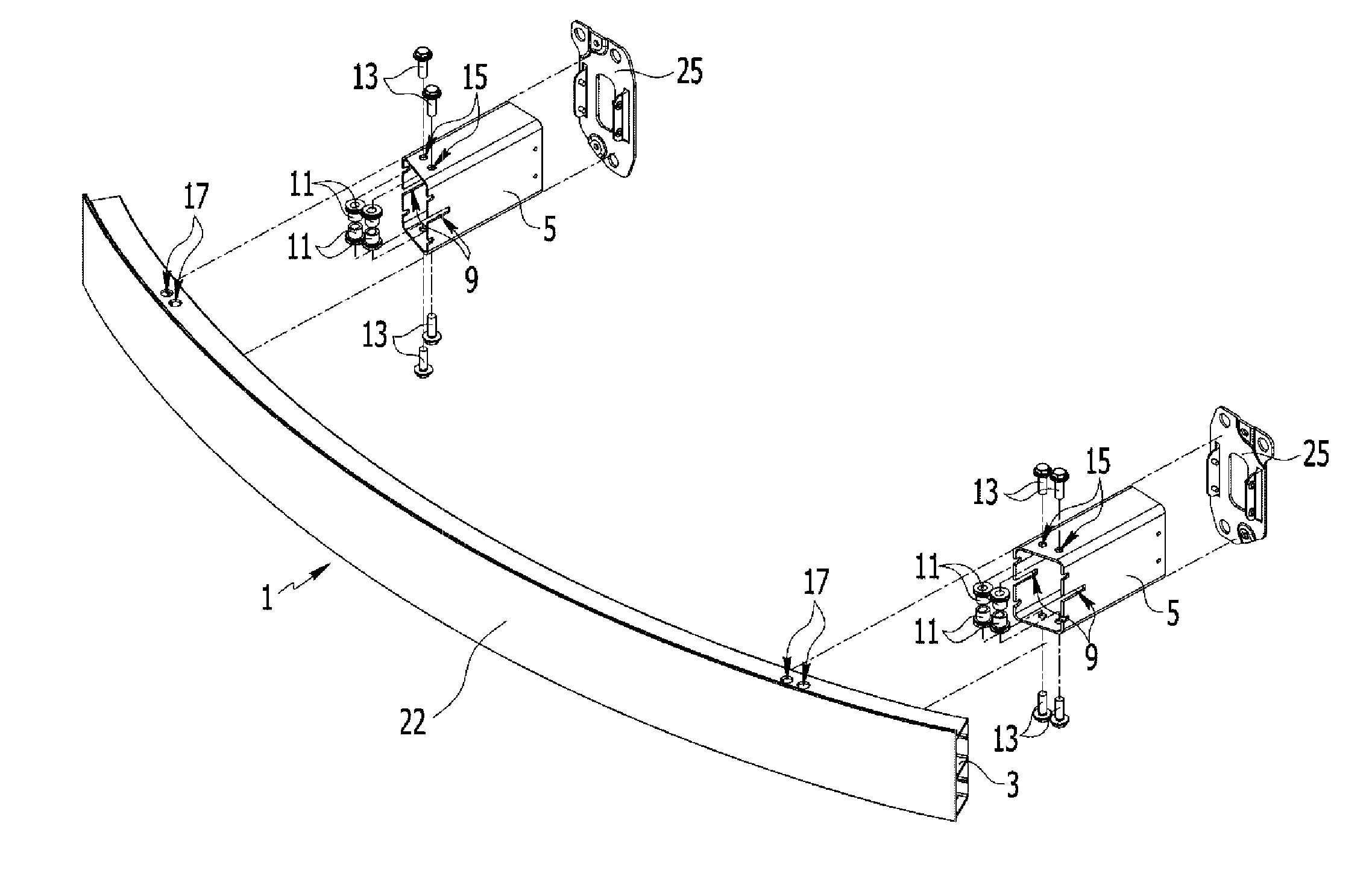 Bumper beam assembly for vehicle