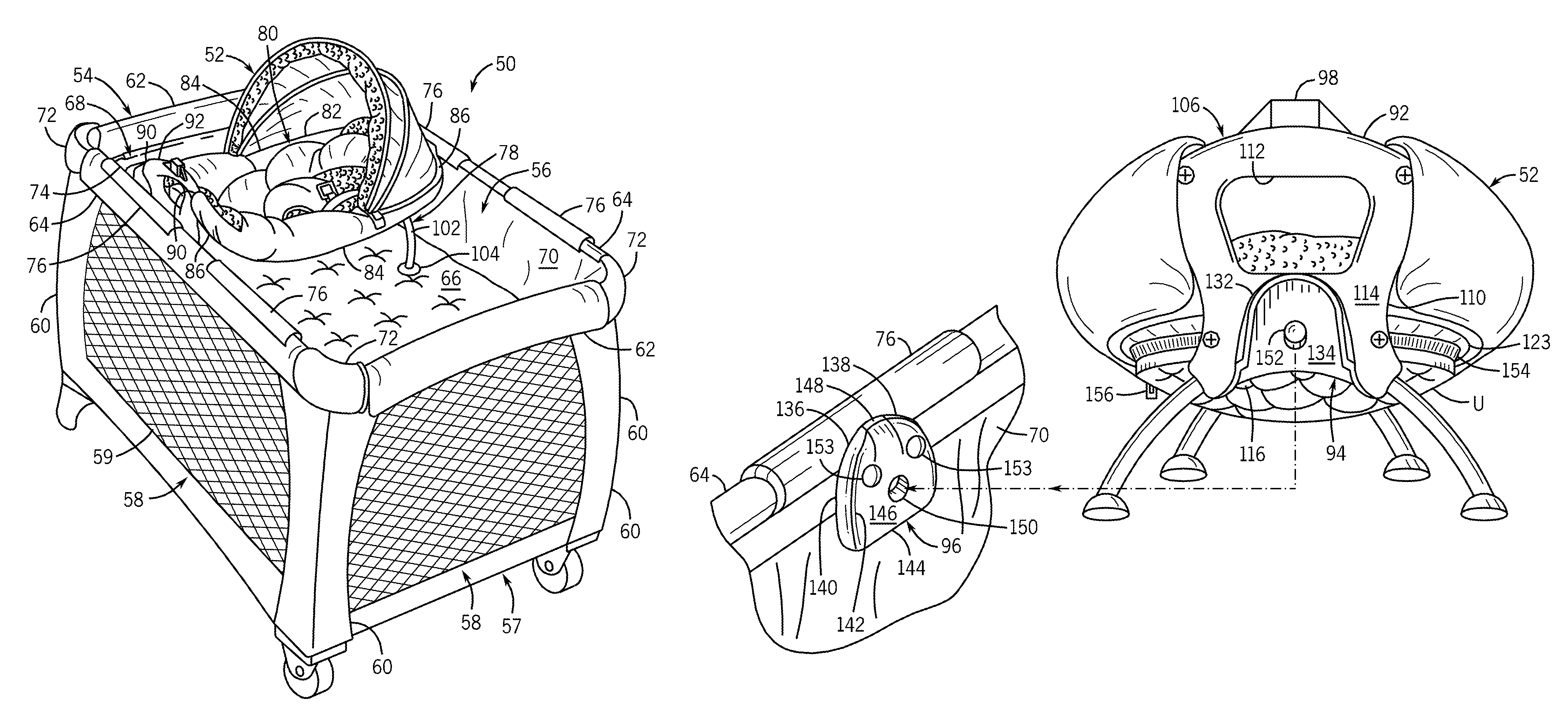 Child containment system with multiple infant support modes