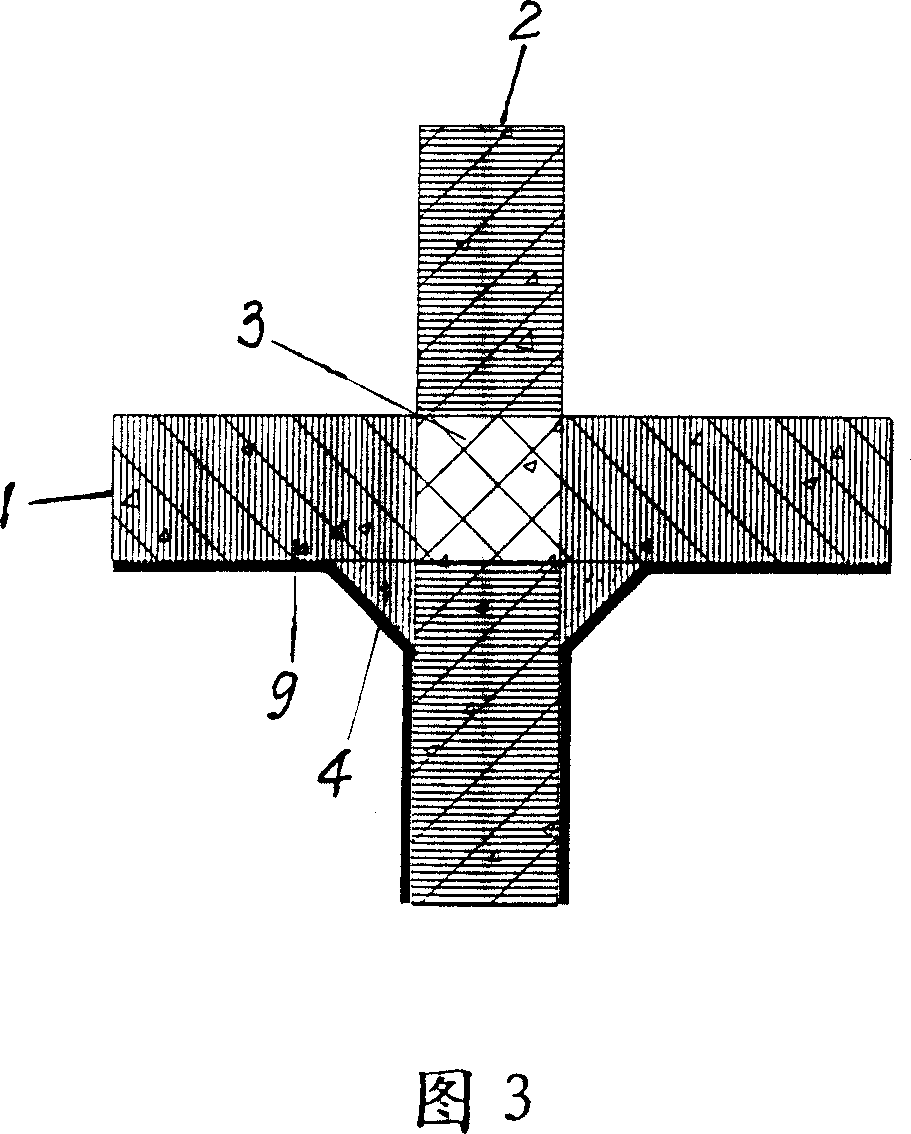 Method for reinforcing space concrete beam column node by sticking fiber cloth