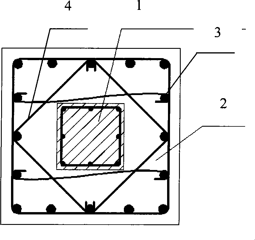 Recycled concrete superposed column and its implementing method