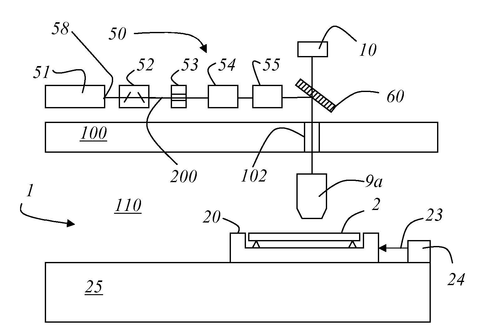 Device for determining the position of at least one structure on an object, use of an illumination apparatus with the device and use of protective gas with the device