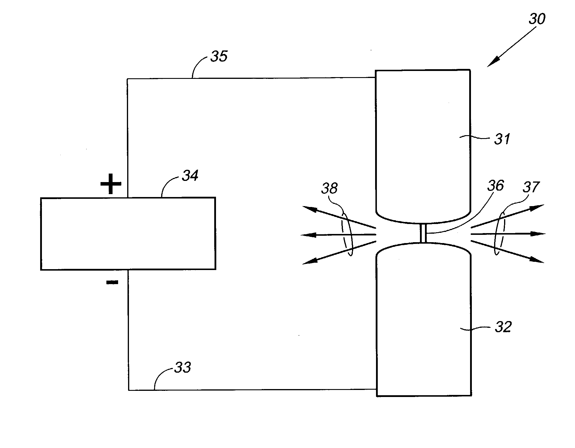 Radial pulsed arc discharge gun for synthesizing nanopowders