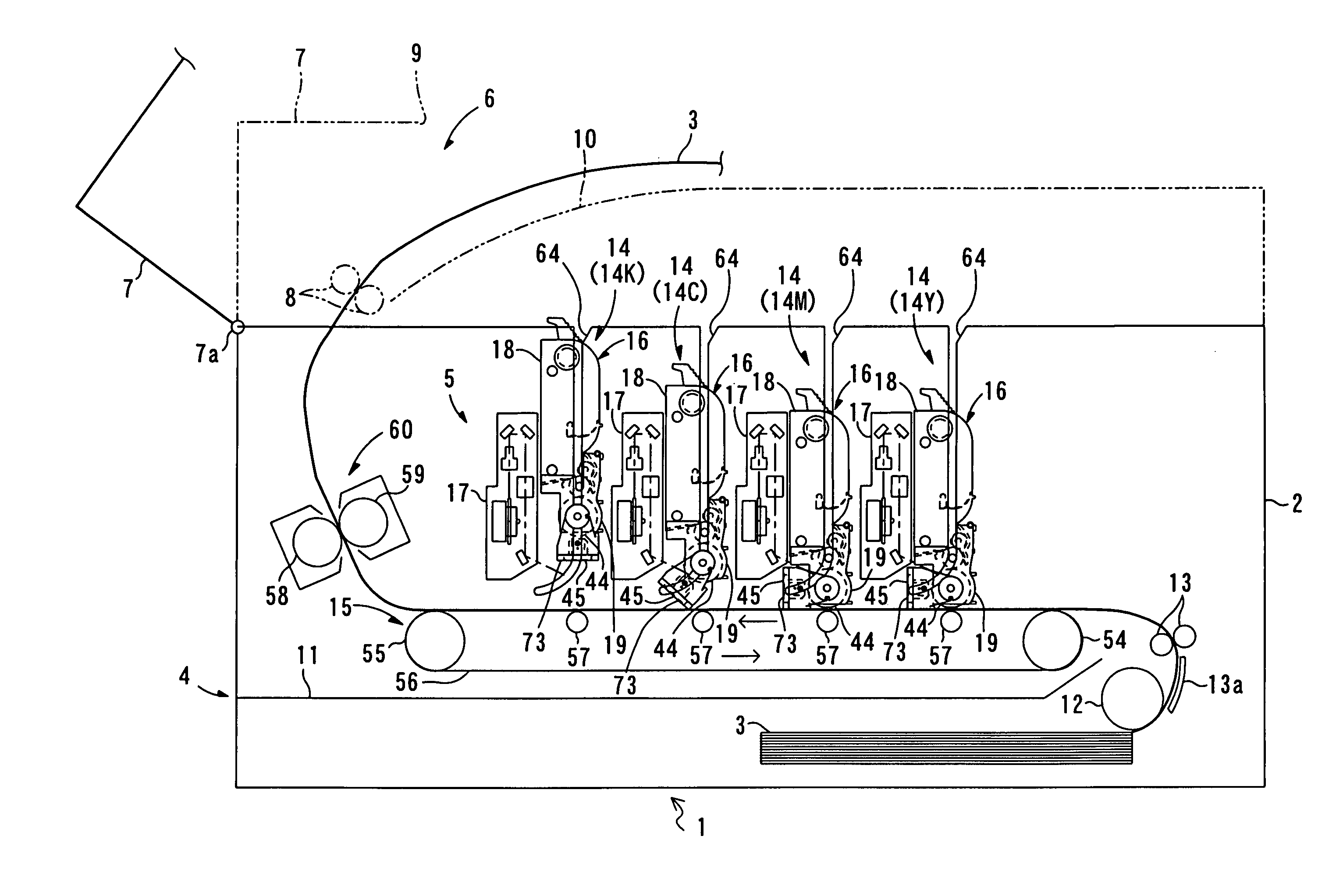 Image forming apparatus with processing unit that can be removed from the image forming apparatus without removing exposing devices