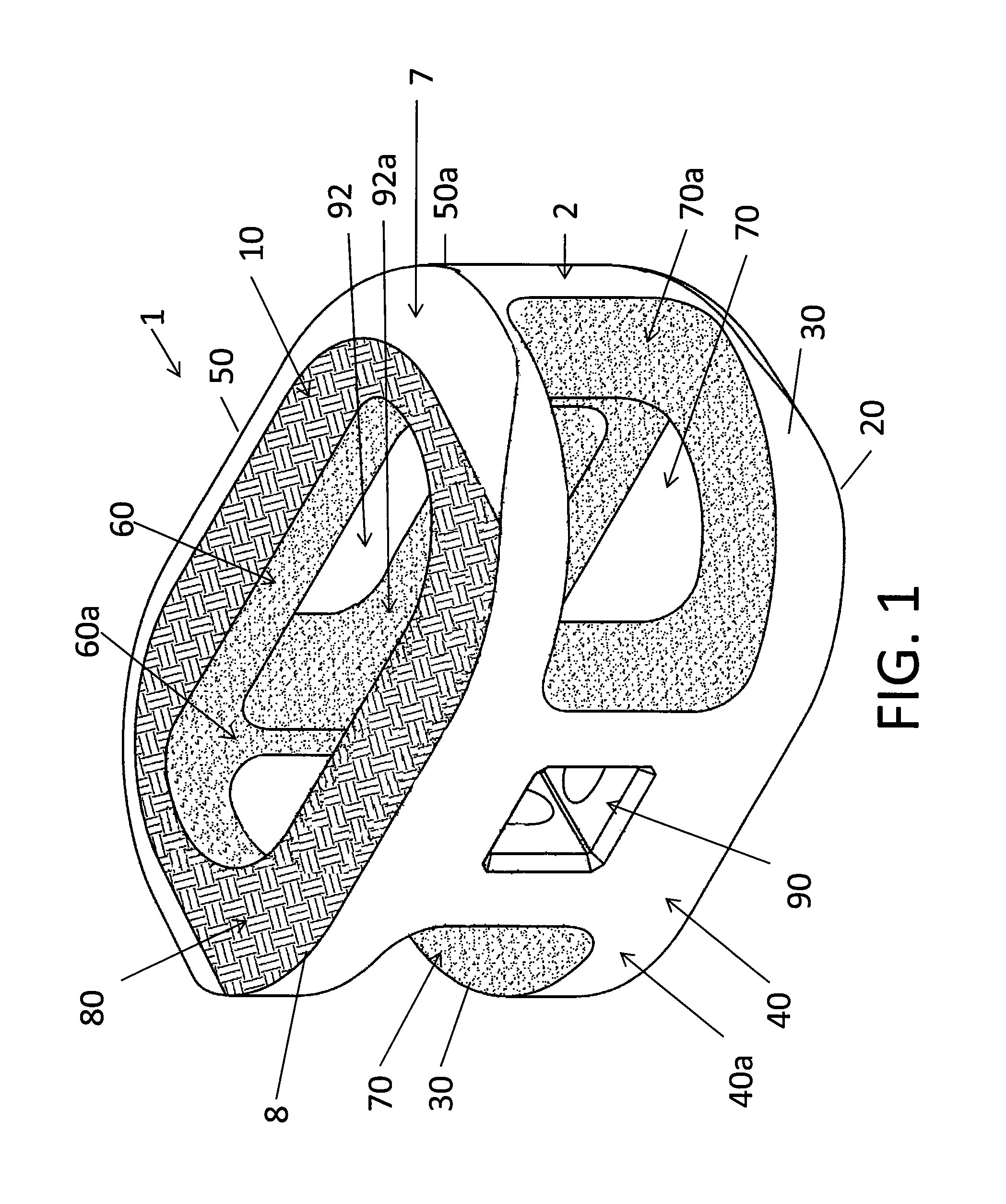 Implants having three distinct surfaces