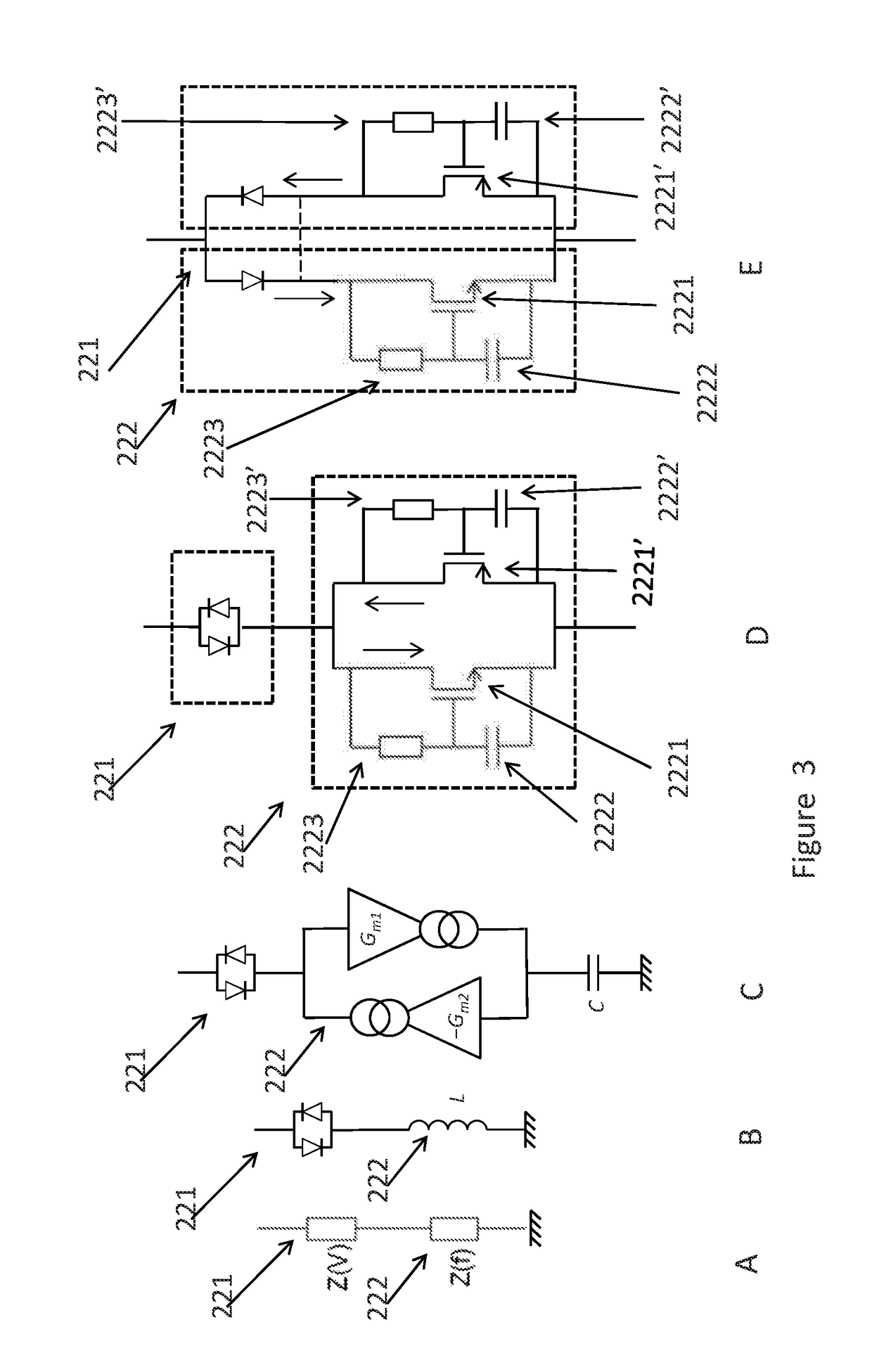 Circuit for providing a high and a low impedance and a system comprising the circuit