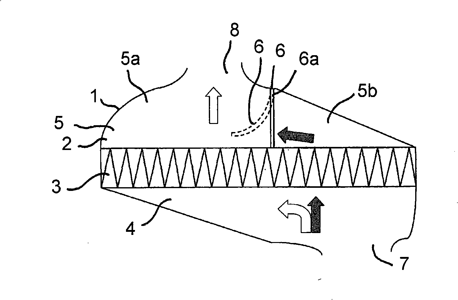 Filter device with a partition