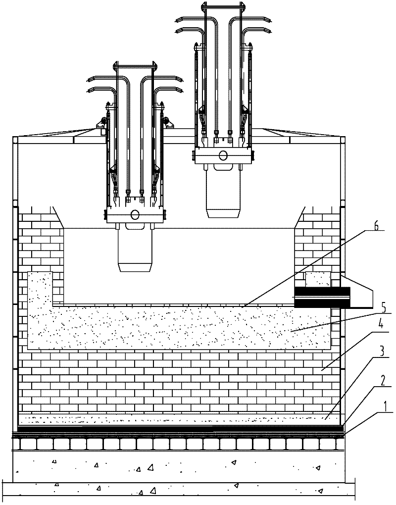 Submerged arc furnace body and constructing method thereof