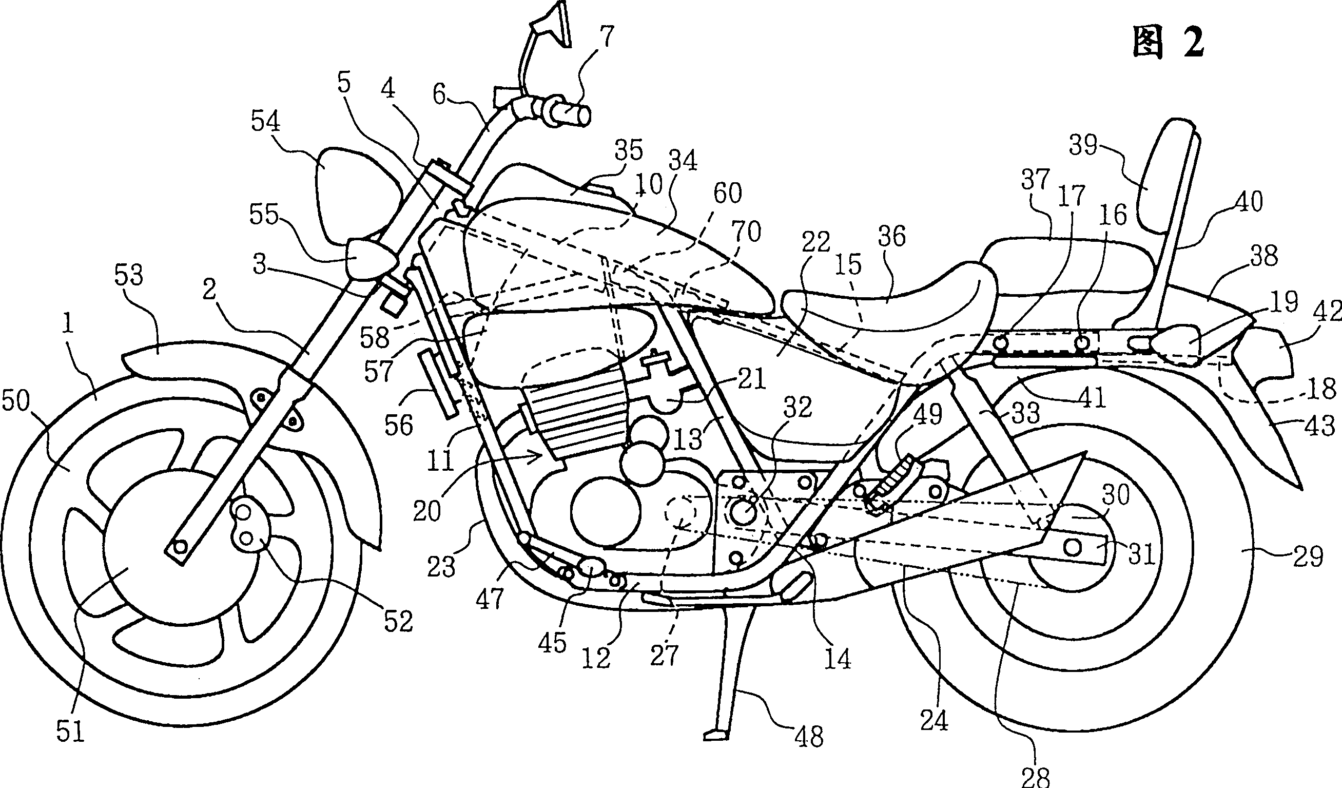 Frame structure of motor bicycle