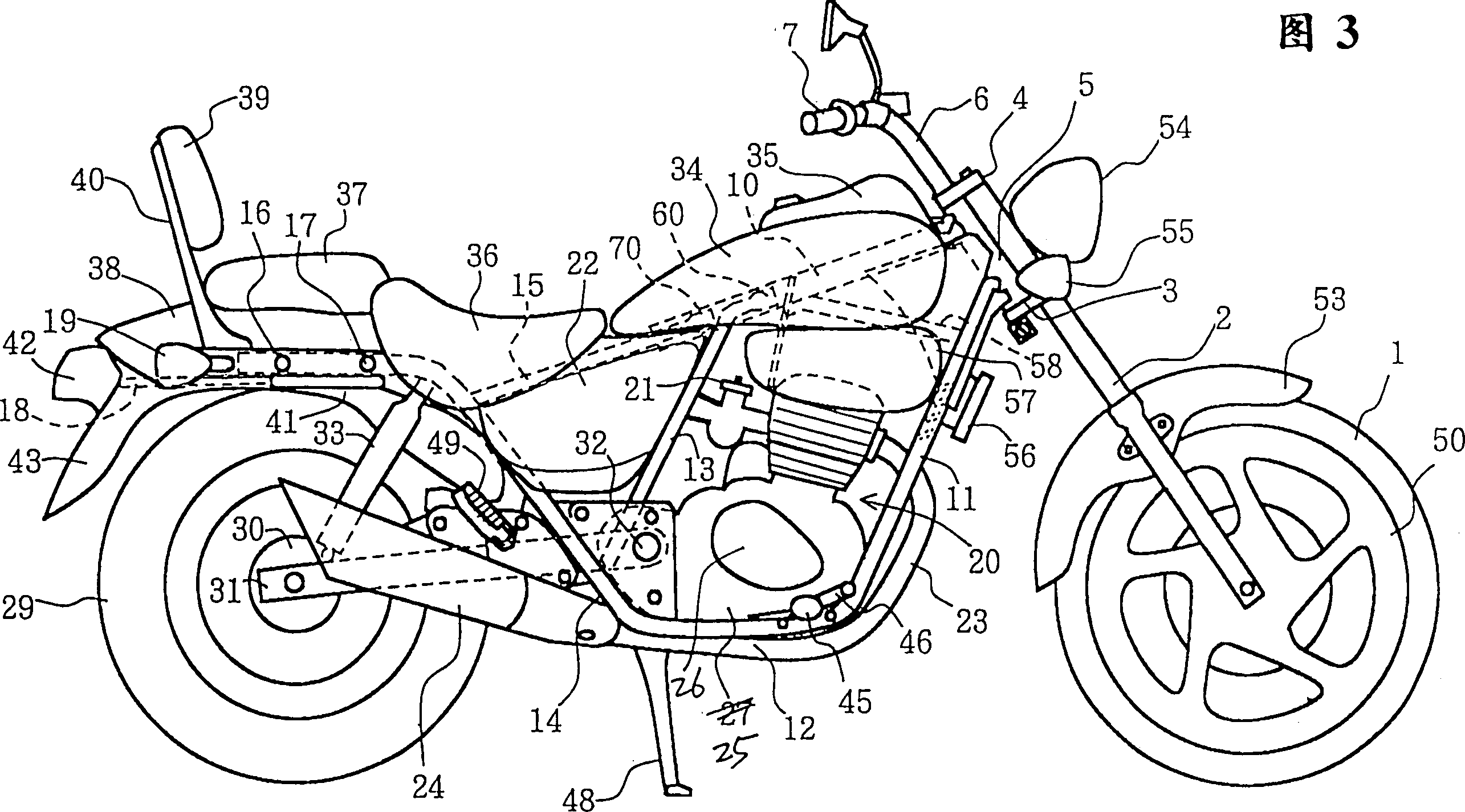 Frame structure of motor bicycle