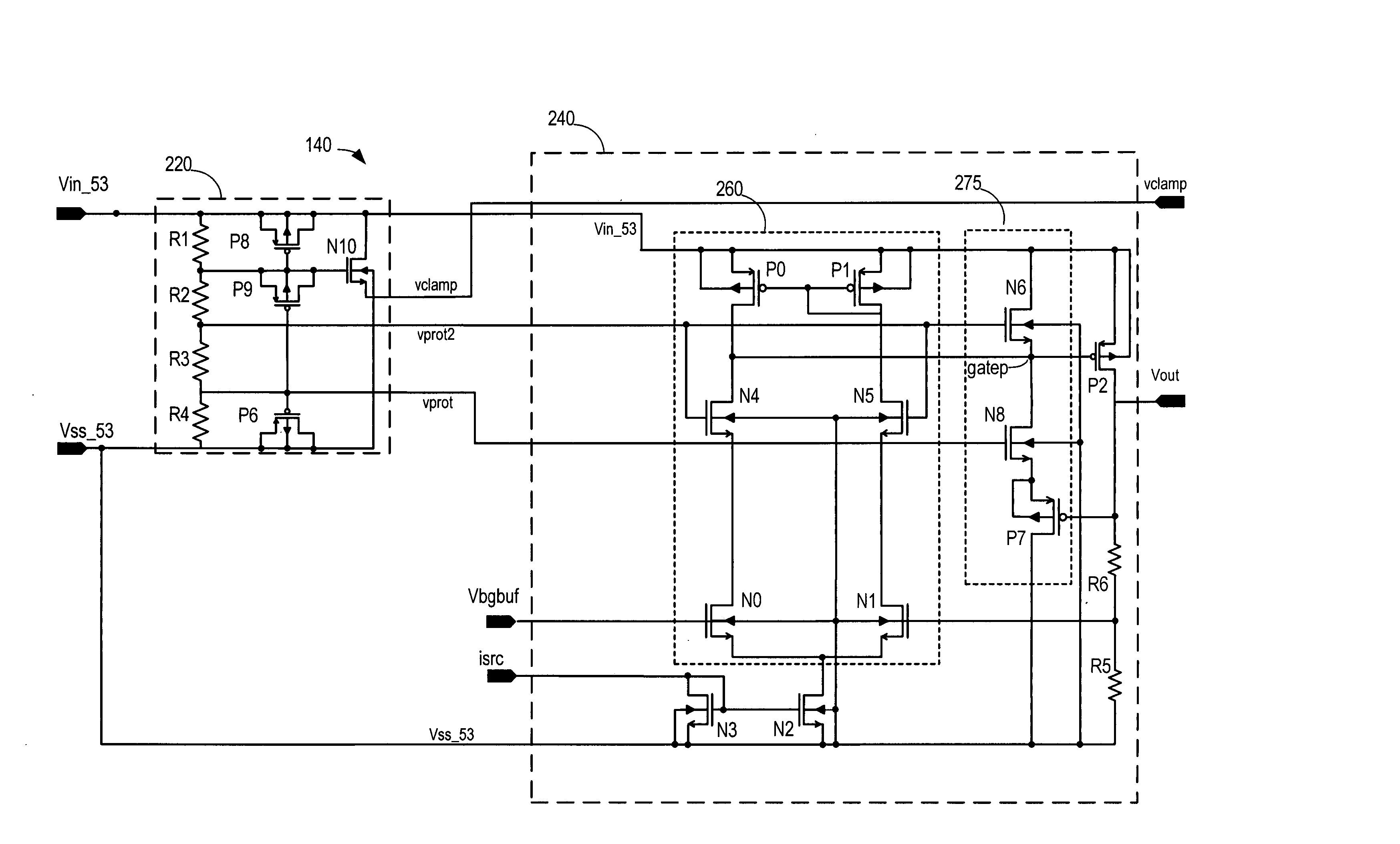 Voltage regulator using protected low voltage devices