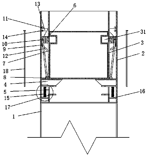 Connecting structure between steel column and high-rise truss beam