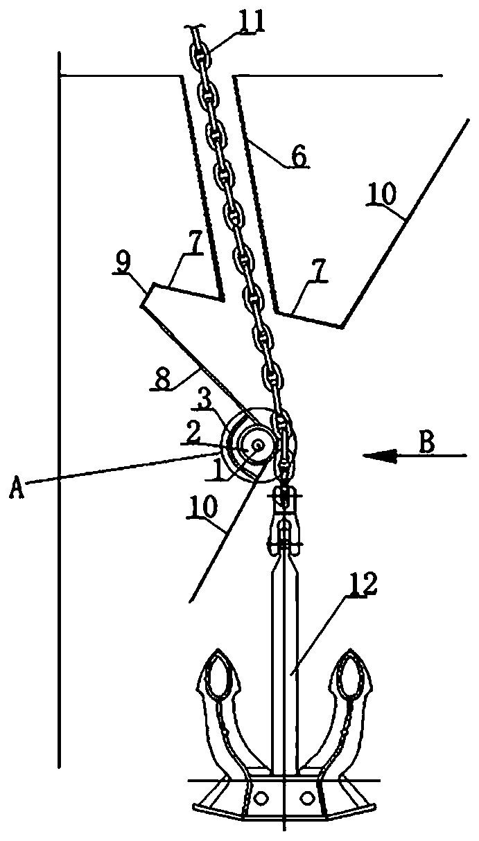 Ship and hidden type anchor hole structure