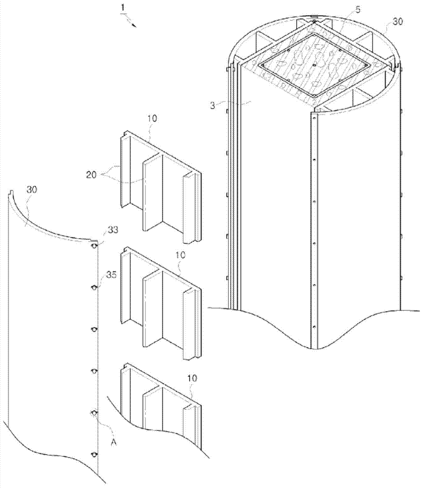 Internal force reinforcement device for pillar structure