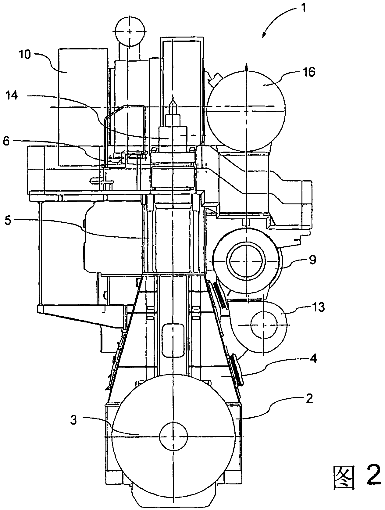 Exhaust gas receiver for a large two-stroke diesel engine