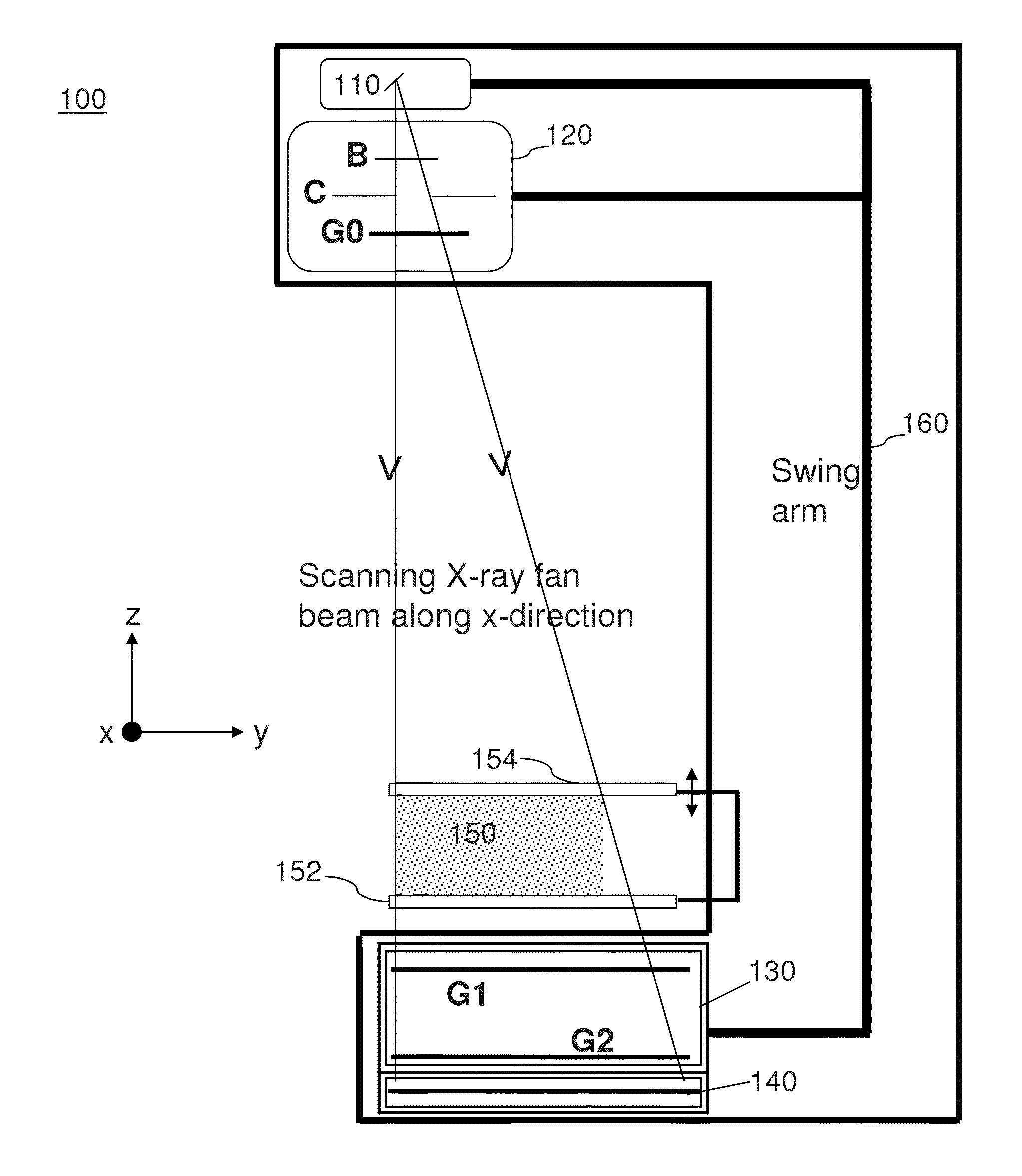 Grating-based differential phase contrast imaging system with adjustable capture technique for medical radiographic imaging