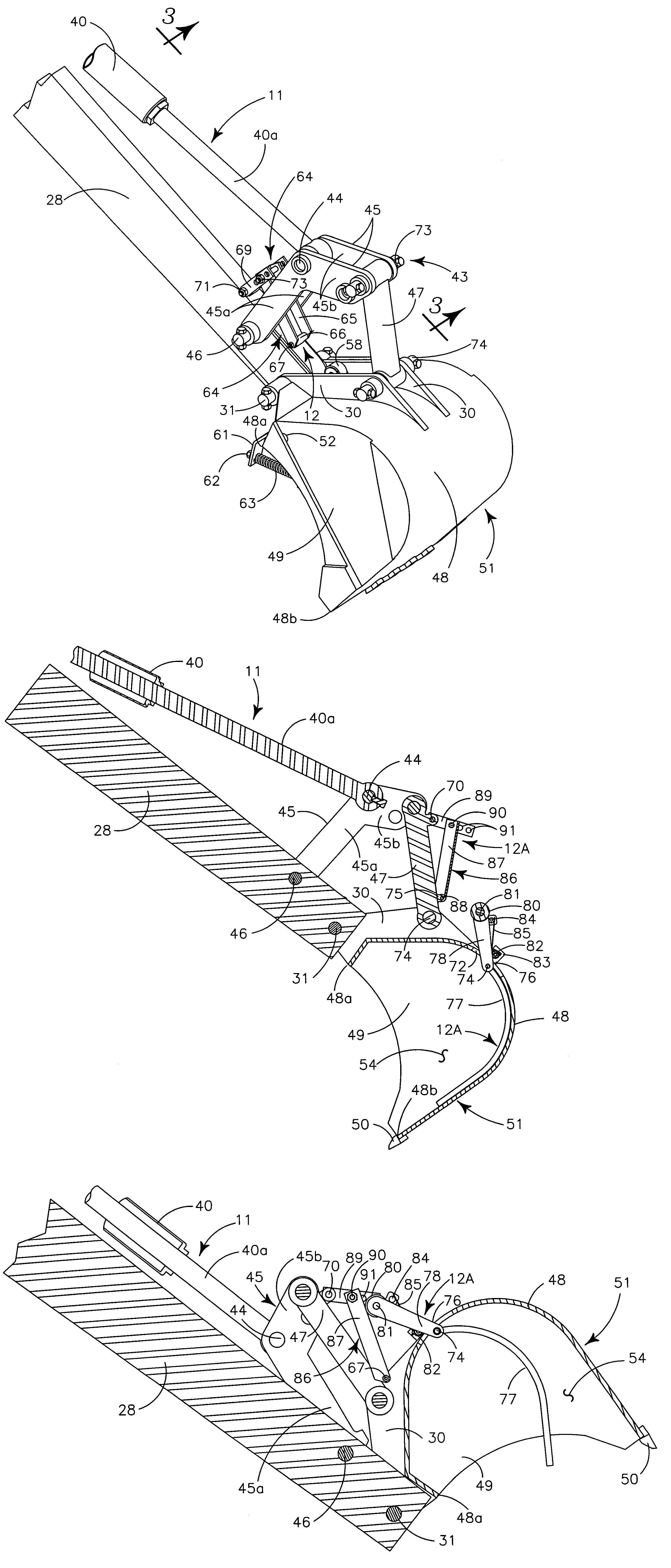 Ejector mechanism for back hoe excavator bucket