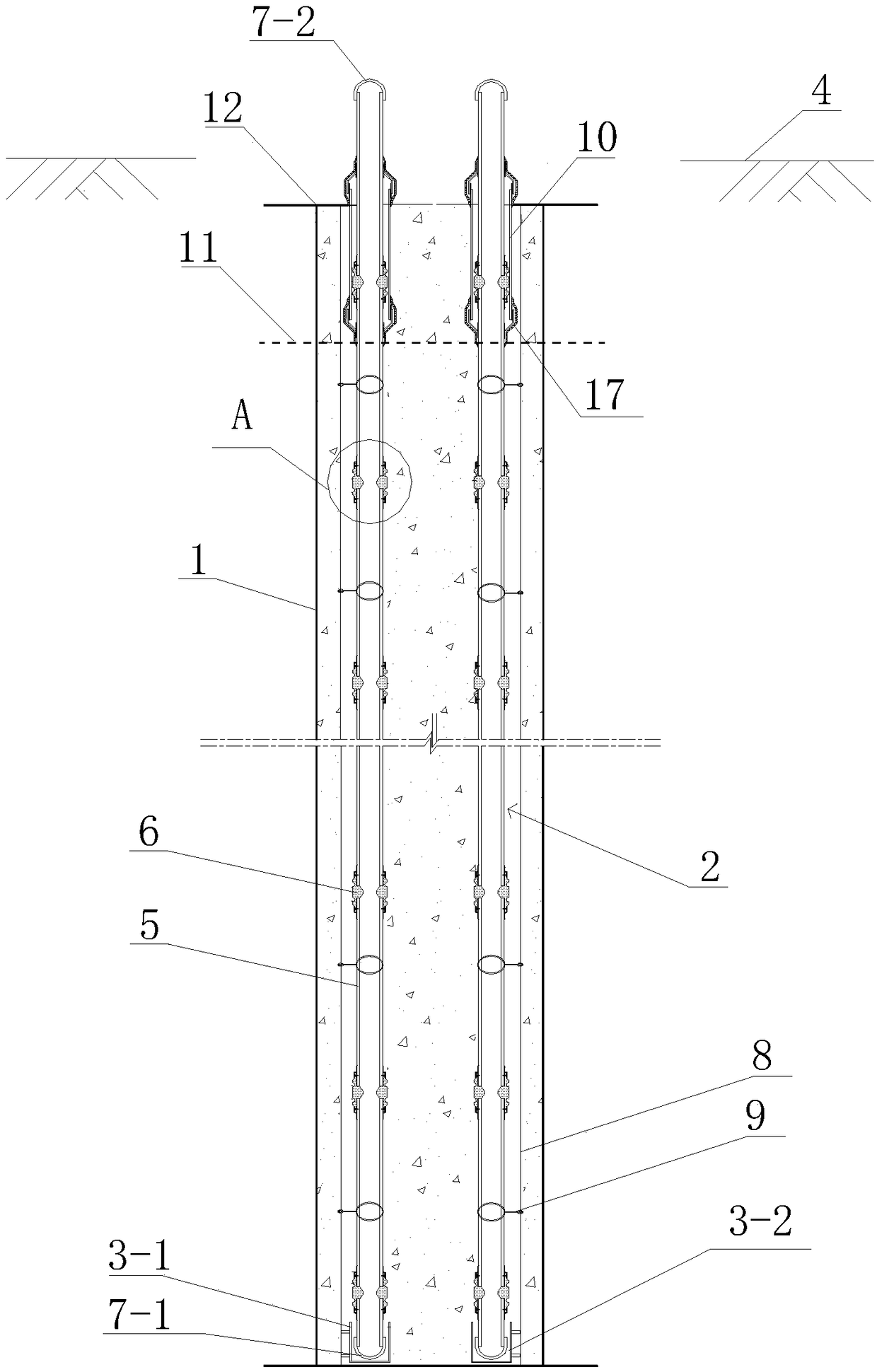 Test pipe for testing internal force of reinforced concrete cast-in-place pile and installing method thereof